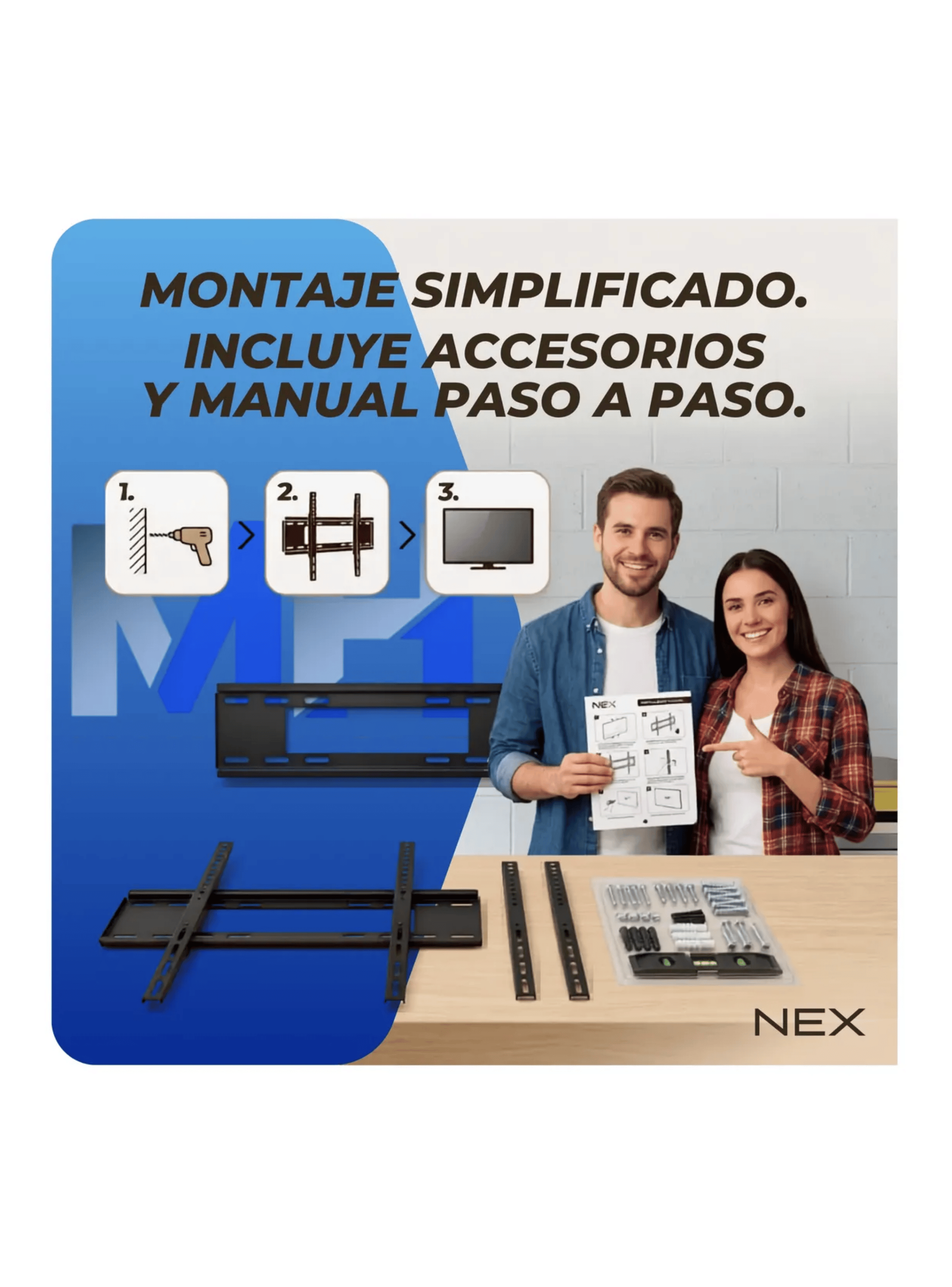 Soporte Tv 37 A 75 Pulgadas Nex Fijo Hasta 45kg Vesa 600x400-5