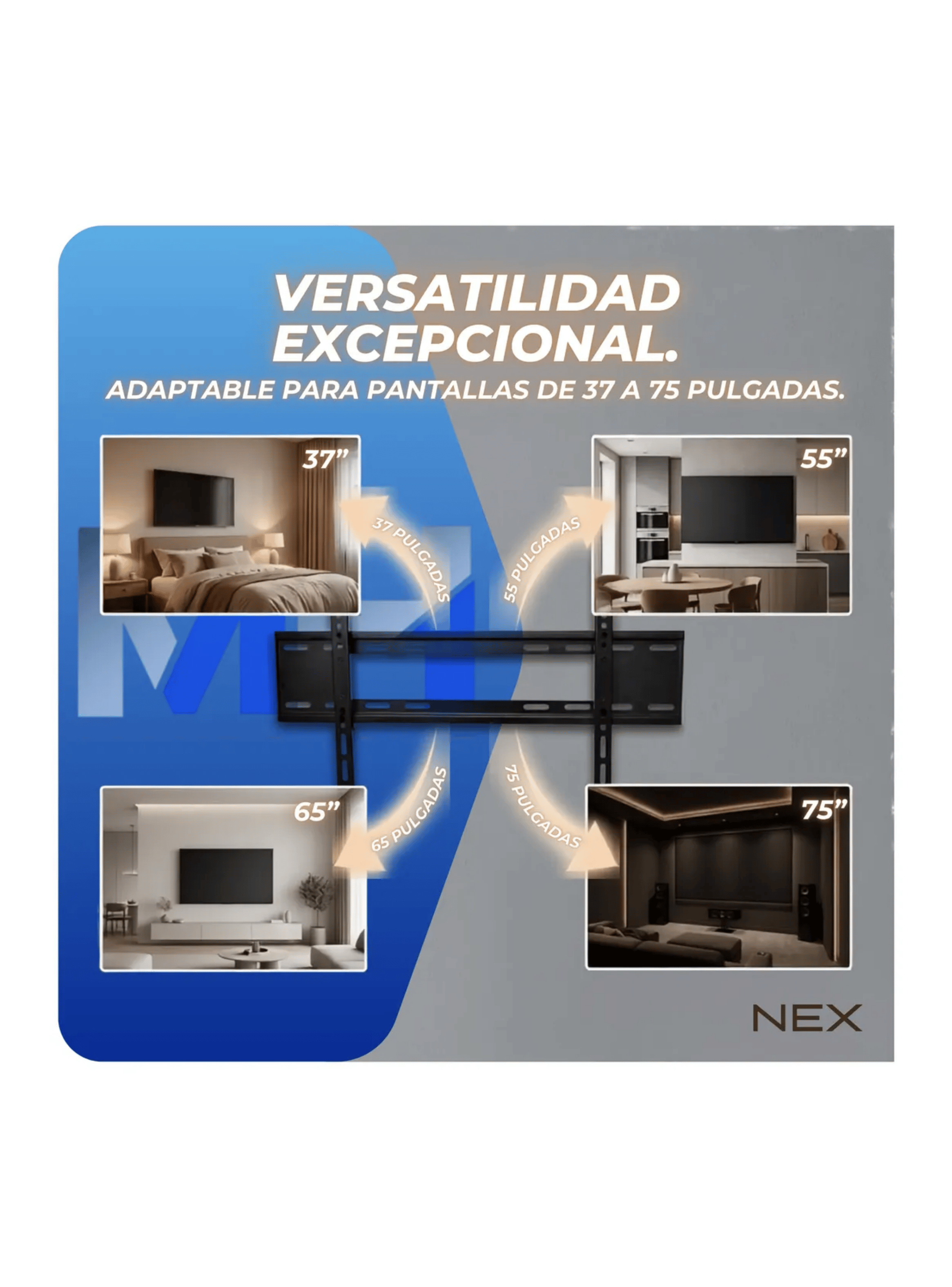 Soporte Tv 37 A 75 Pulgadas Nex Fijo Hasta 45kg Vesa 600x400-6