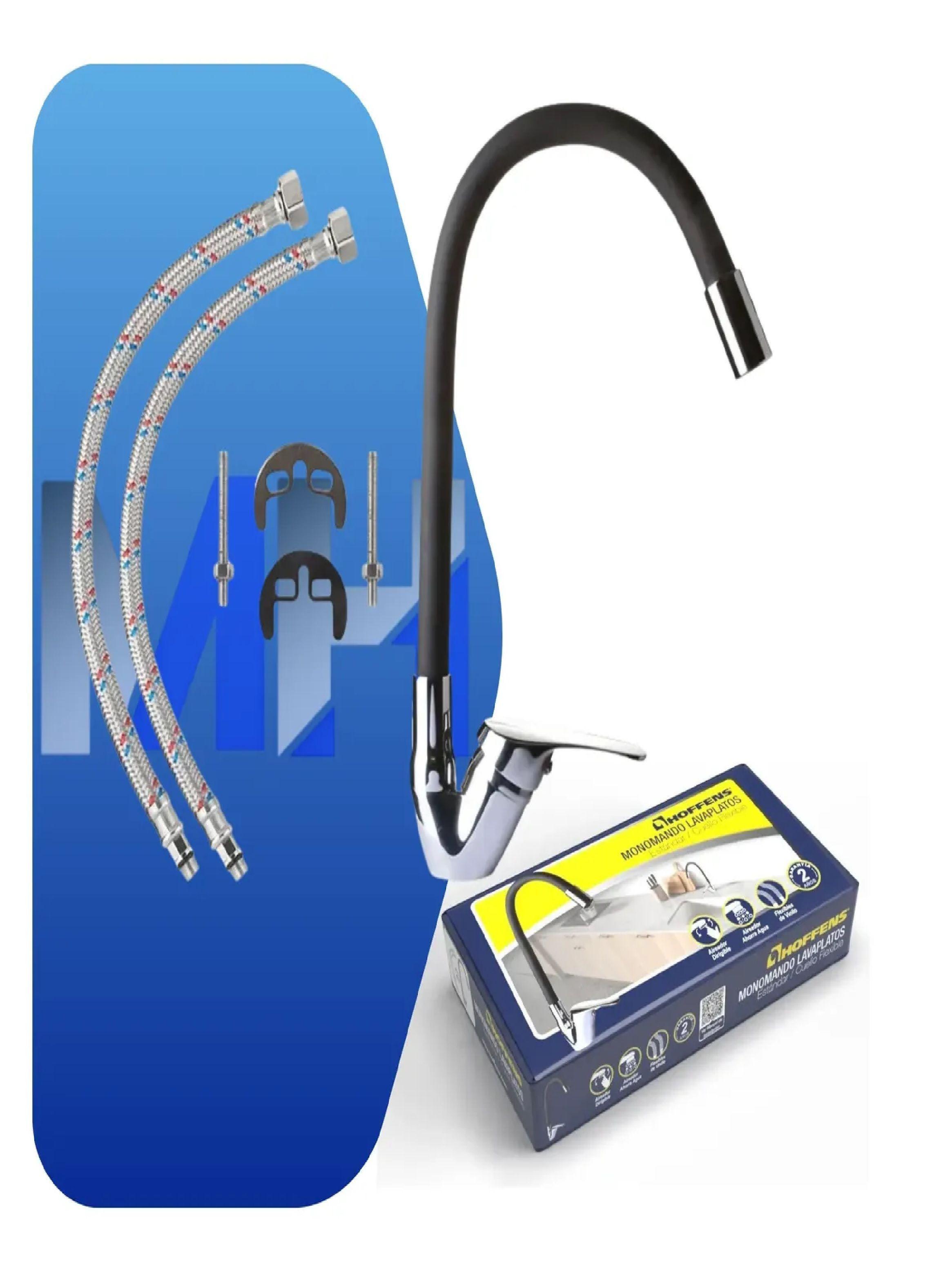 Llave Monomando Lavaplatos Cuello Flexible Negro Hoffens-3