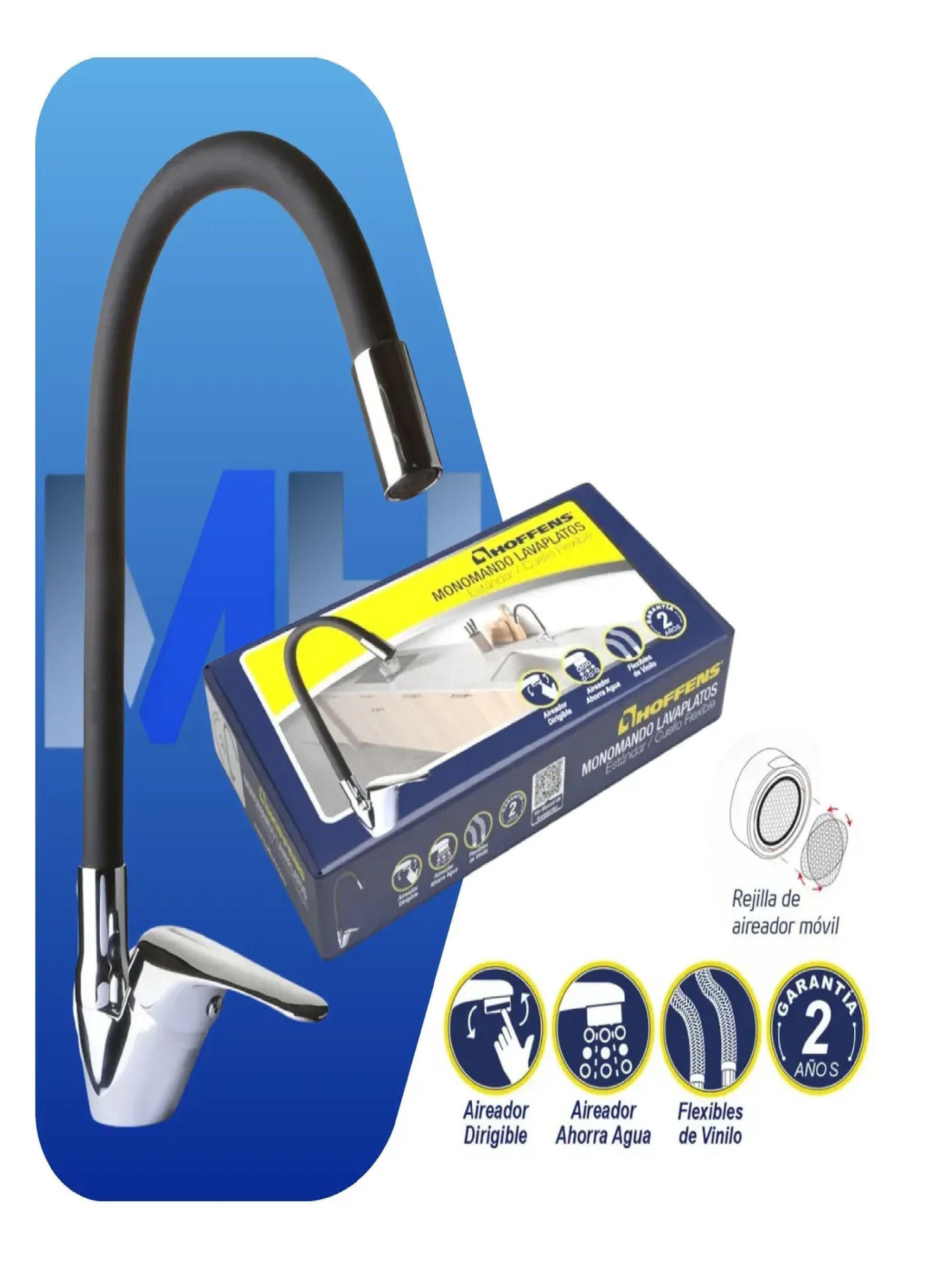 Llave Monomando Lavaplatos Cuello Flexible Negro Hoffens-4