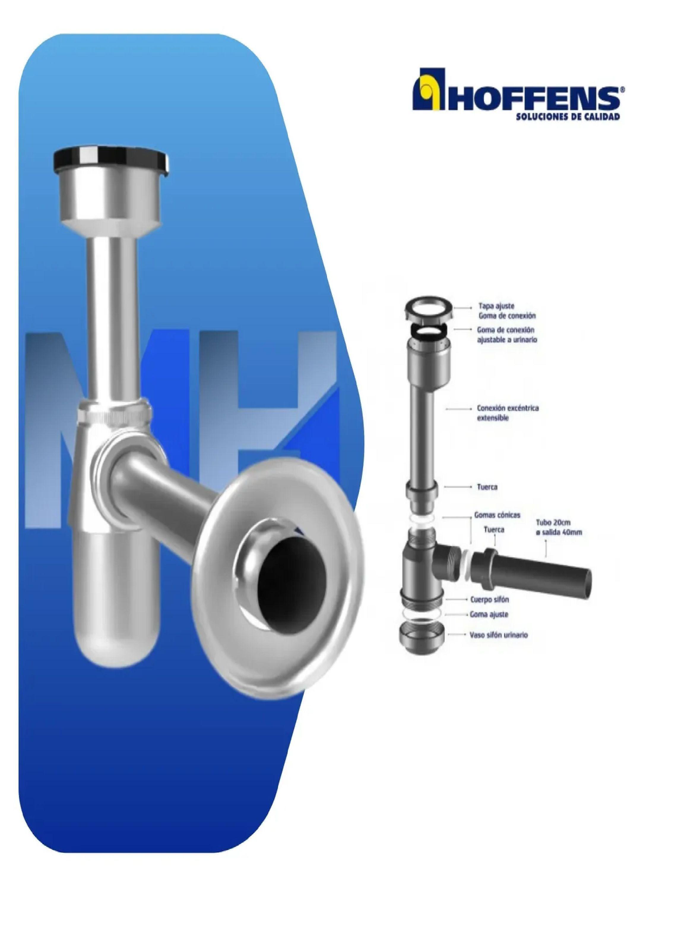 Sifon Urinario Cromado 40mm Con Tubo 20cm Salida Al Muro-2