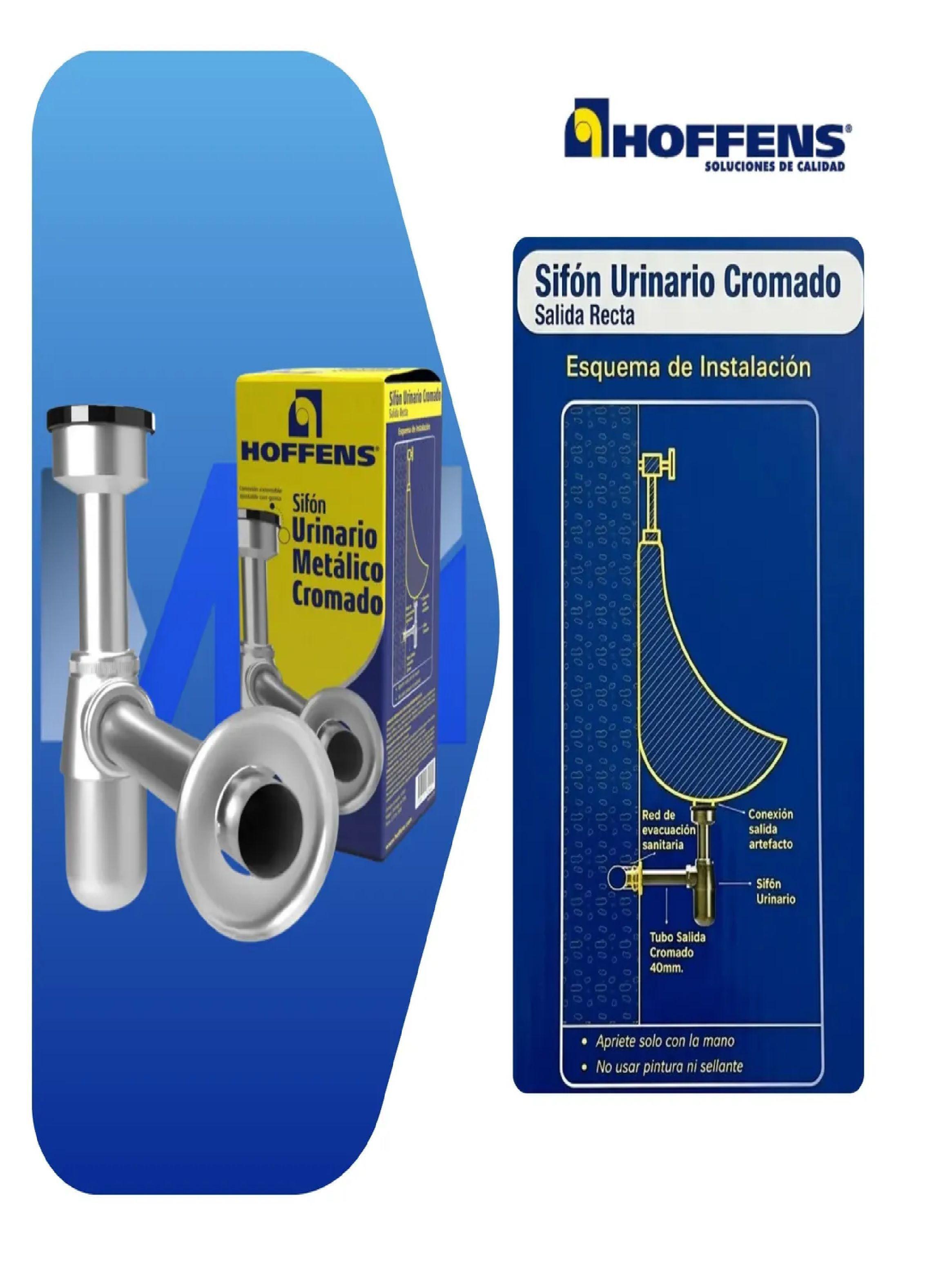 Sifon Urinario Cromado 40mm Con Tubo 20cm Salida Al Muro-3