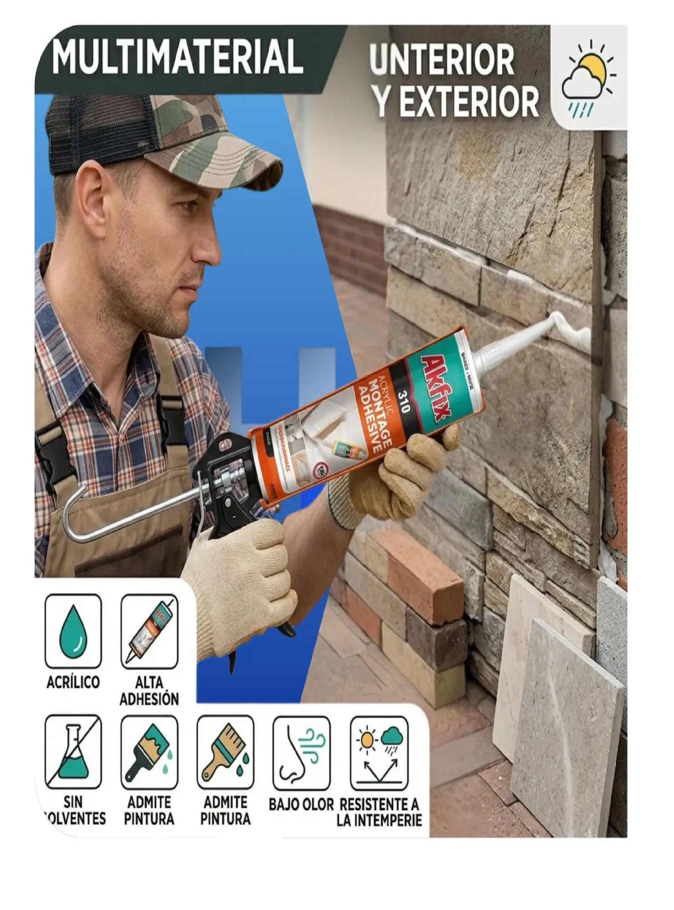 Pack 3 Adhesivo De Montaje Akfix 310 Multiuso Madera Yeso-4