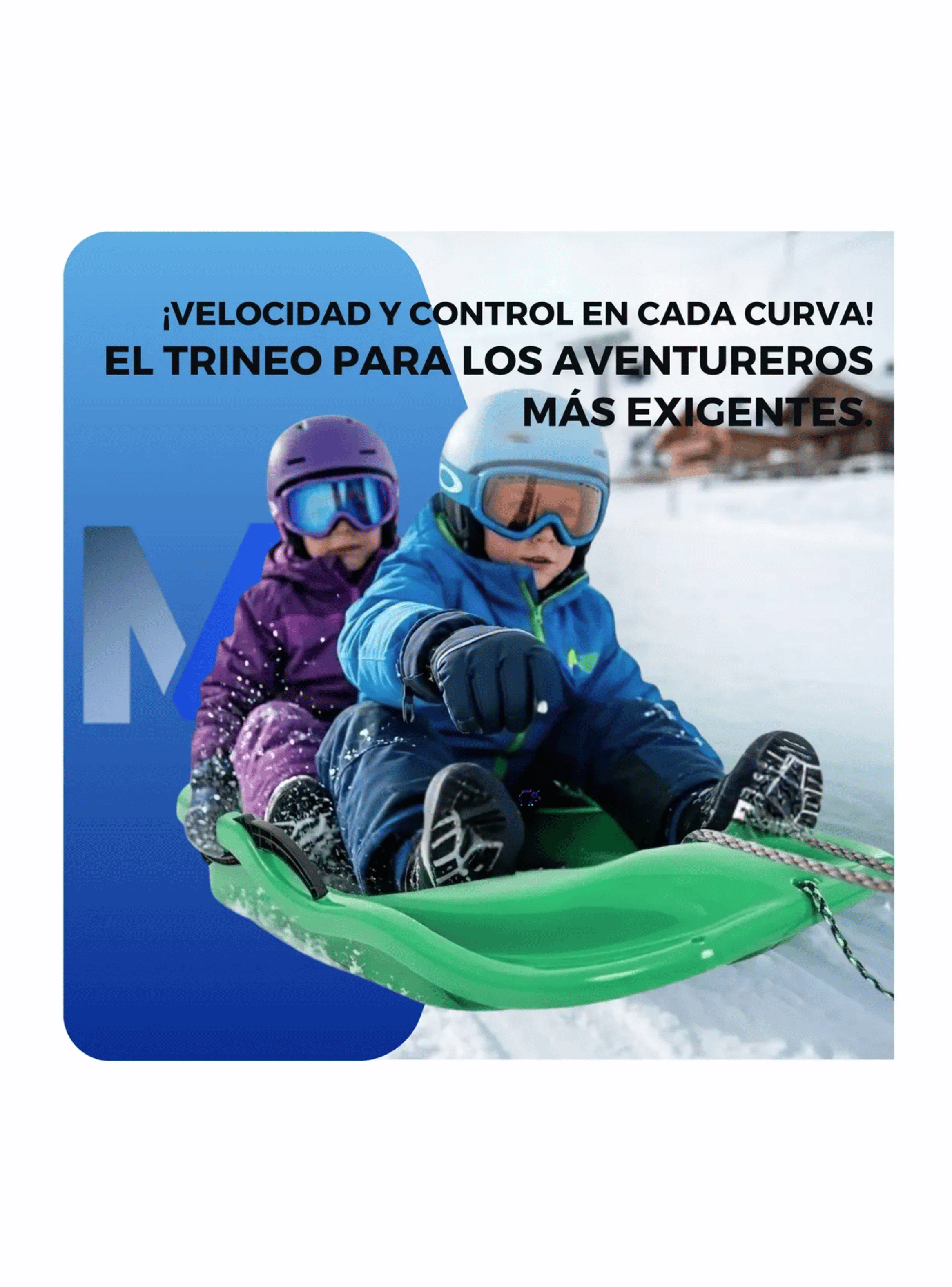Trineo Para Nieve Reforzado Con Frenos Adultos Y Ni os Verde-2