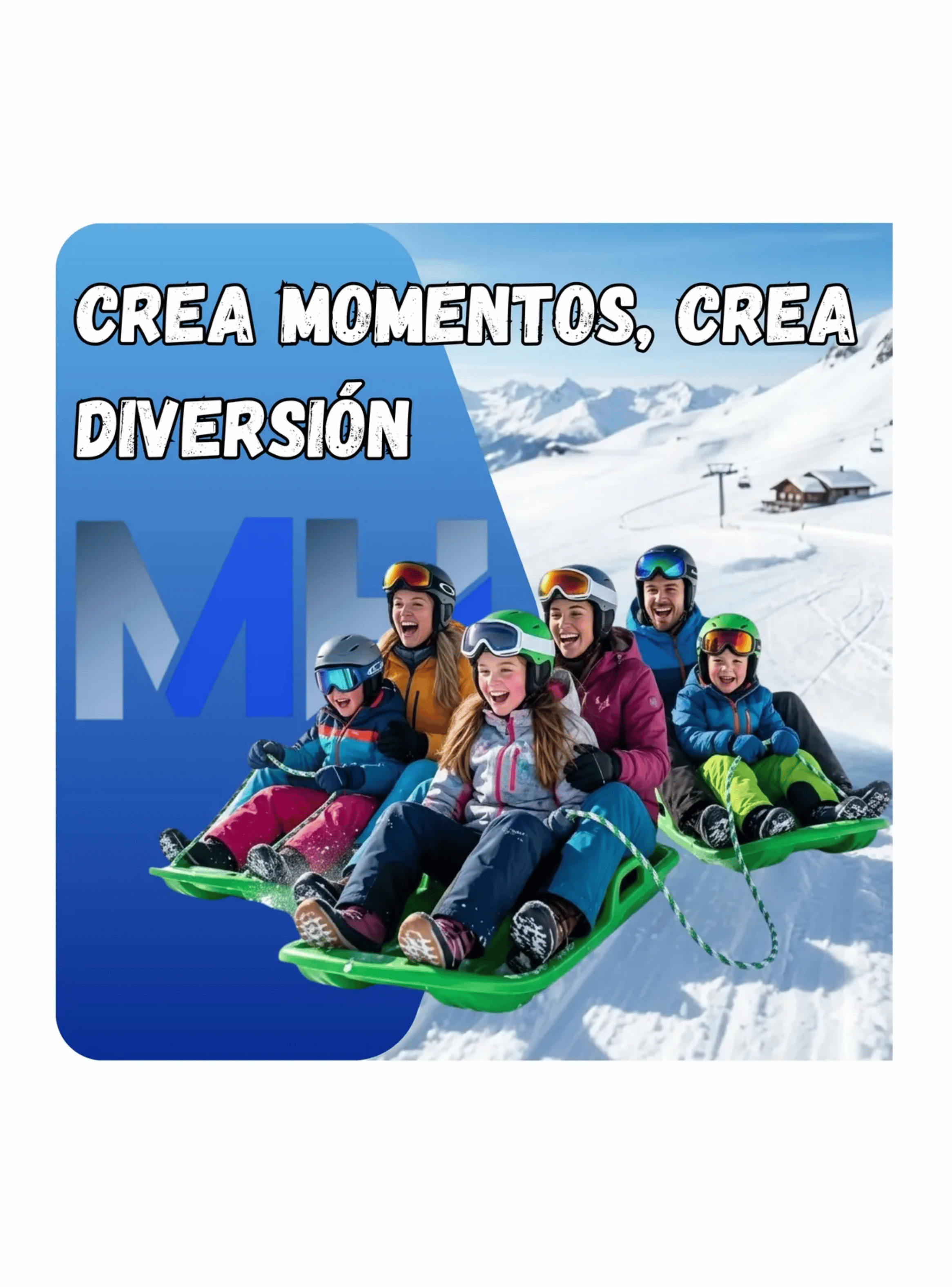 Trineo Para Nieve Reforzado Con Frenos Adultos Y Ni os Verde-3