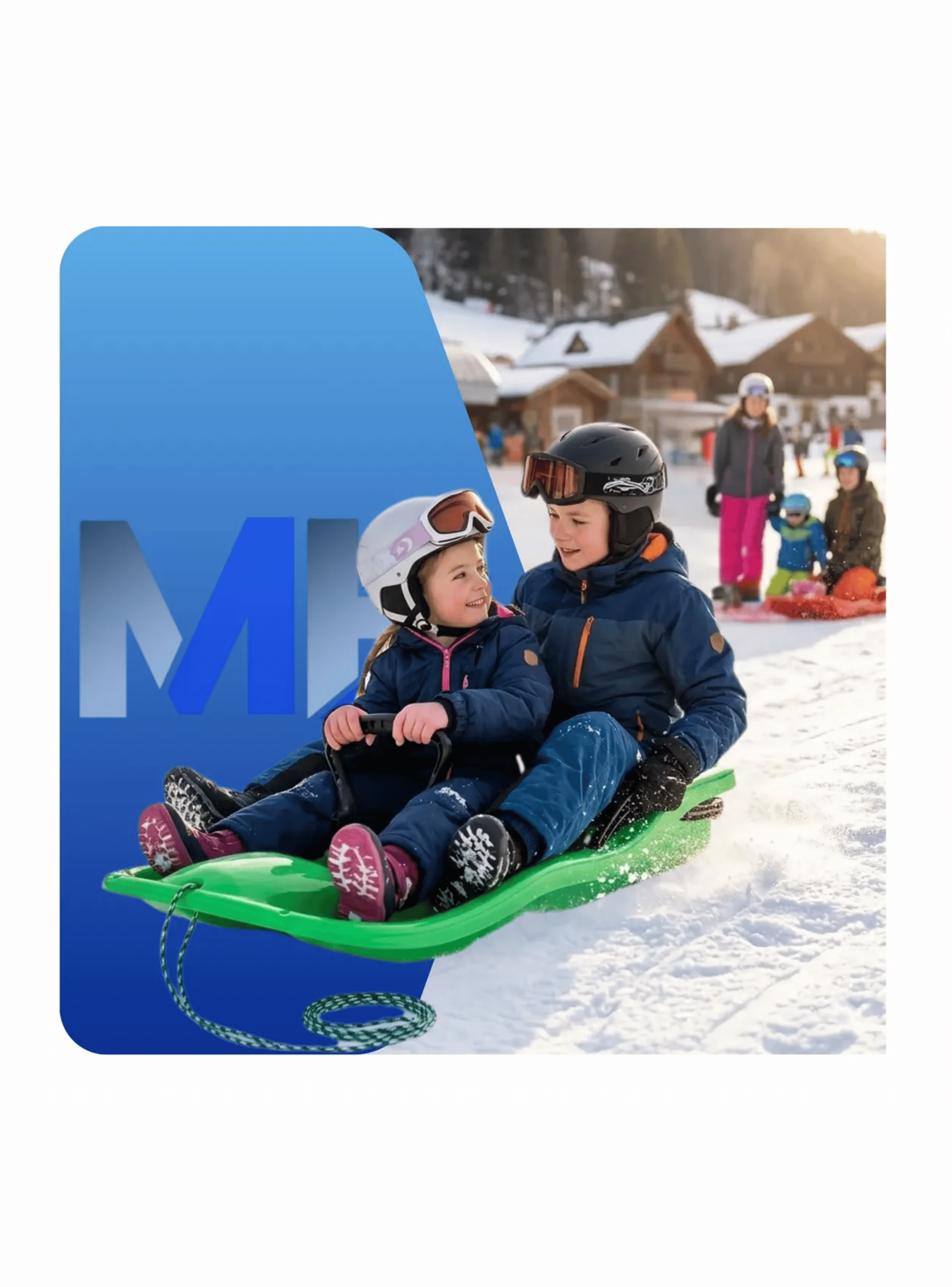Trineo Para Nieve Reforzado Con Frenos Adultos Y Ni os Verde-4