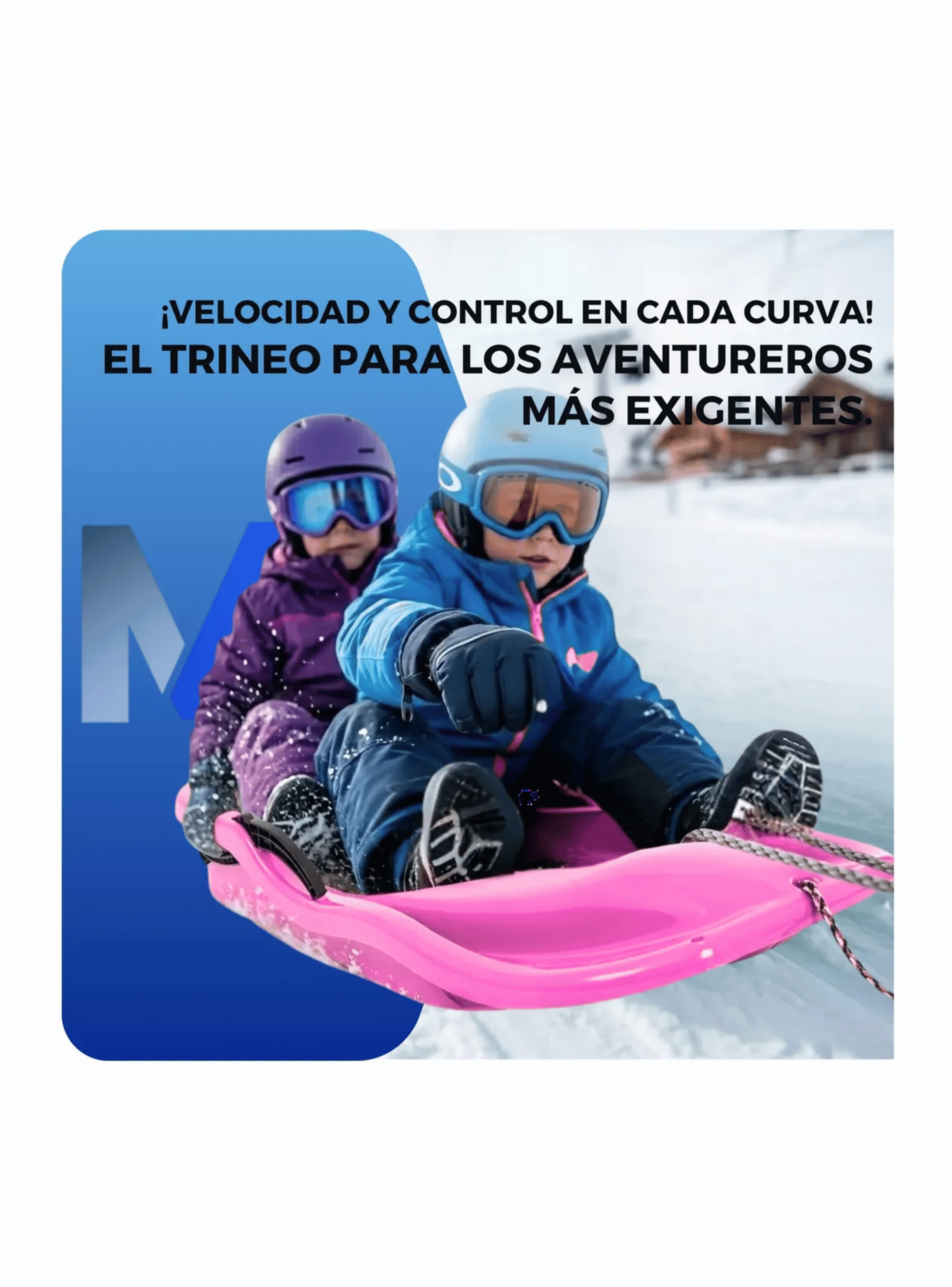 Trineo Para Nieve Reforzado Con Frenos Adultos Y Ni os Rosa-2