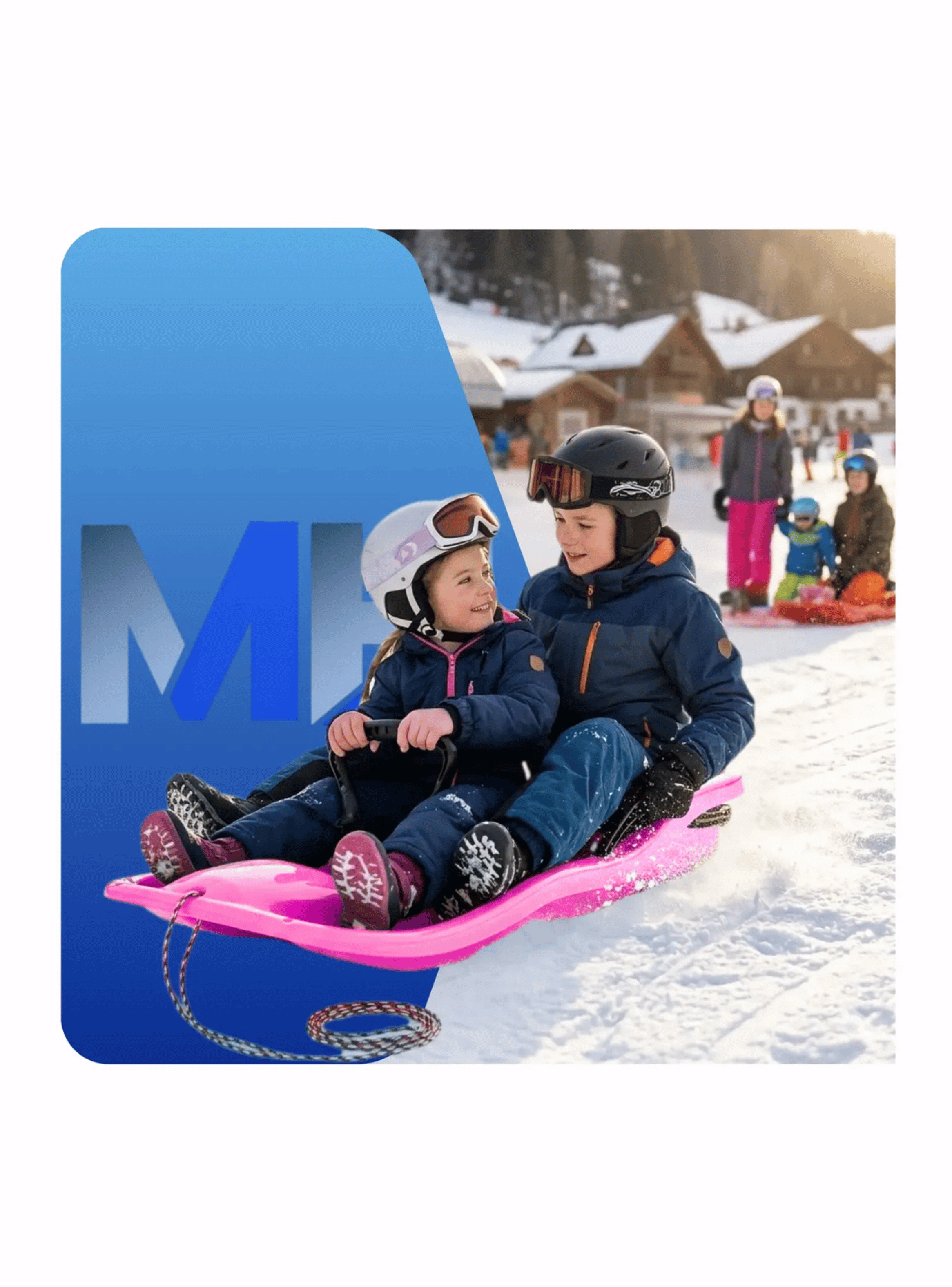 Trineo Para Nieve Reforzado Con Frenos Adultos Y Ni os Rosa-3