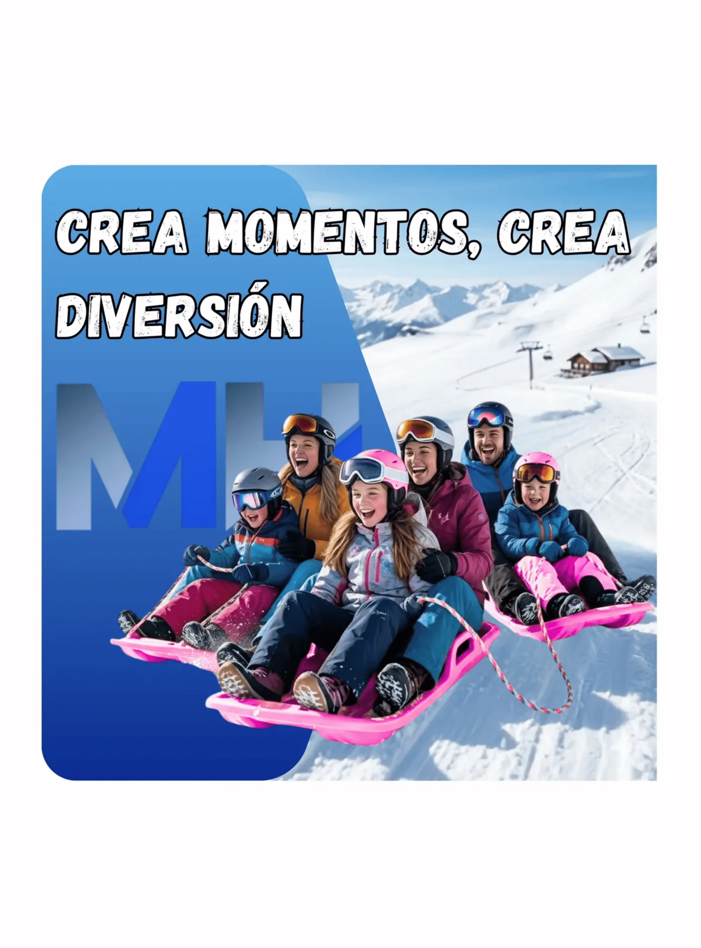 Trineo Para Nieve Reforzado Con Frenos Adultos Y Ni os Rosa-4