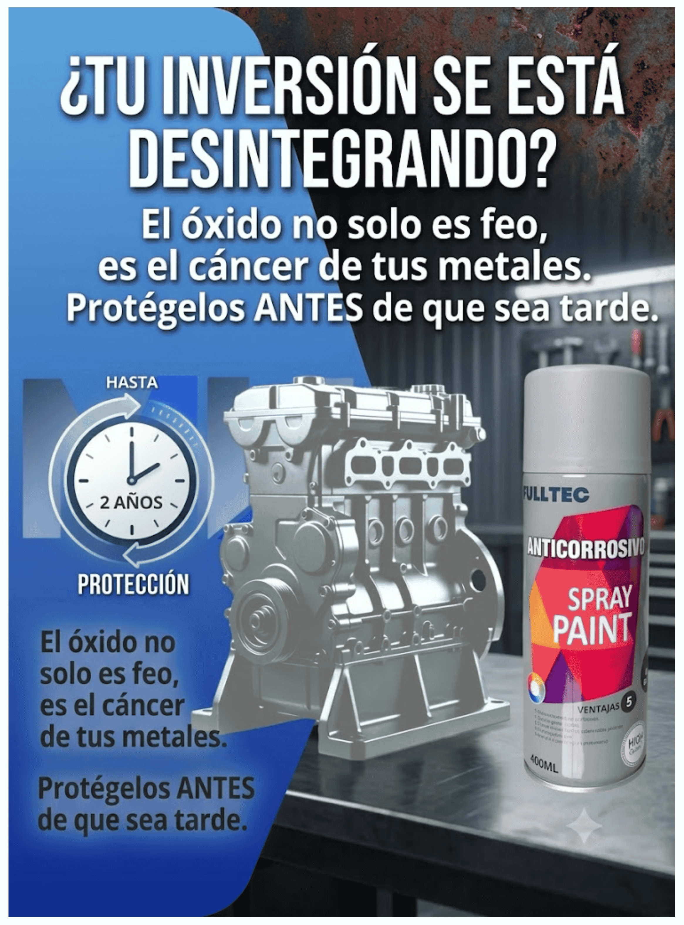 Pack X6 Spray Anticorrosivo Y Antioxidante Fulltec 400ml GRIS SILVER 125-2