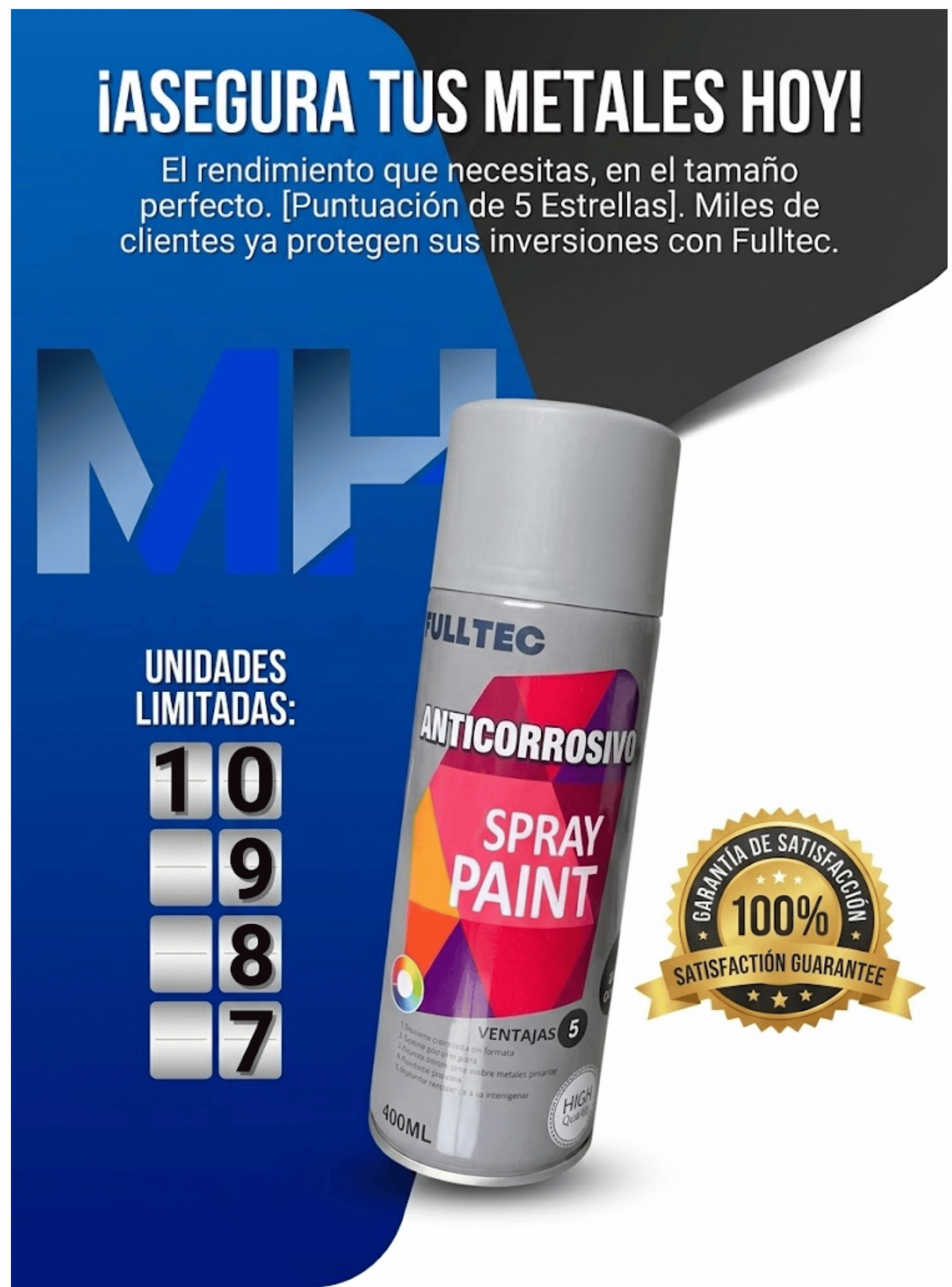 Pack X6 Spray Anticorrosivo Y Antioxidante Fulltec 400ml GRIS SILVER 125-3
