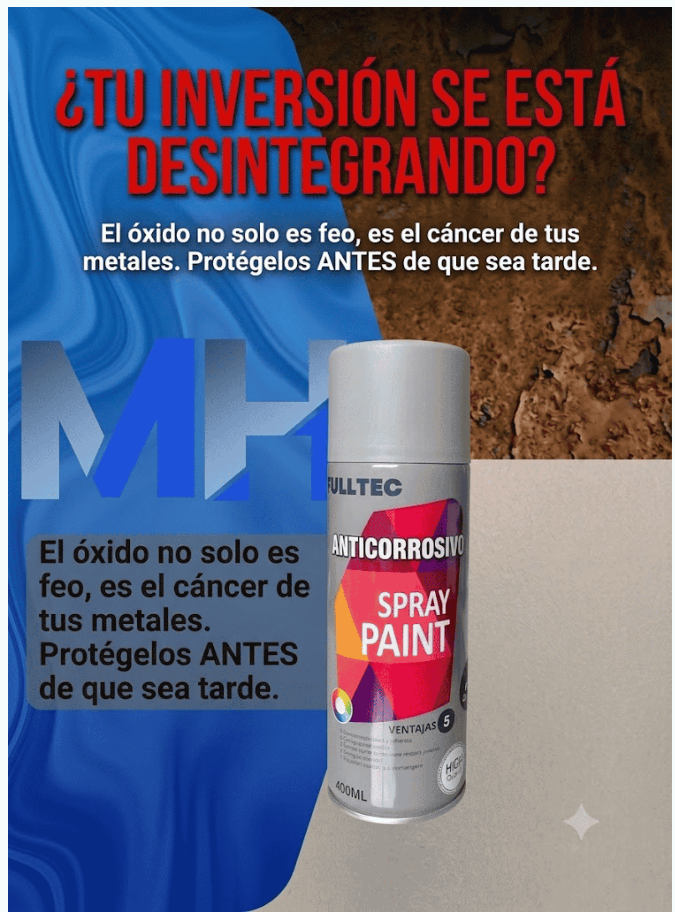 Pack X6 Spray Anticorrosivo Y Antioxidante Fulltec 400ml GRIS SILVER 125-4
