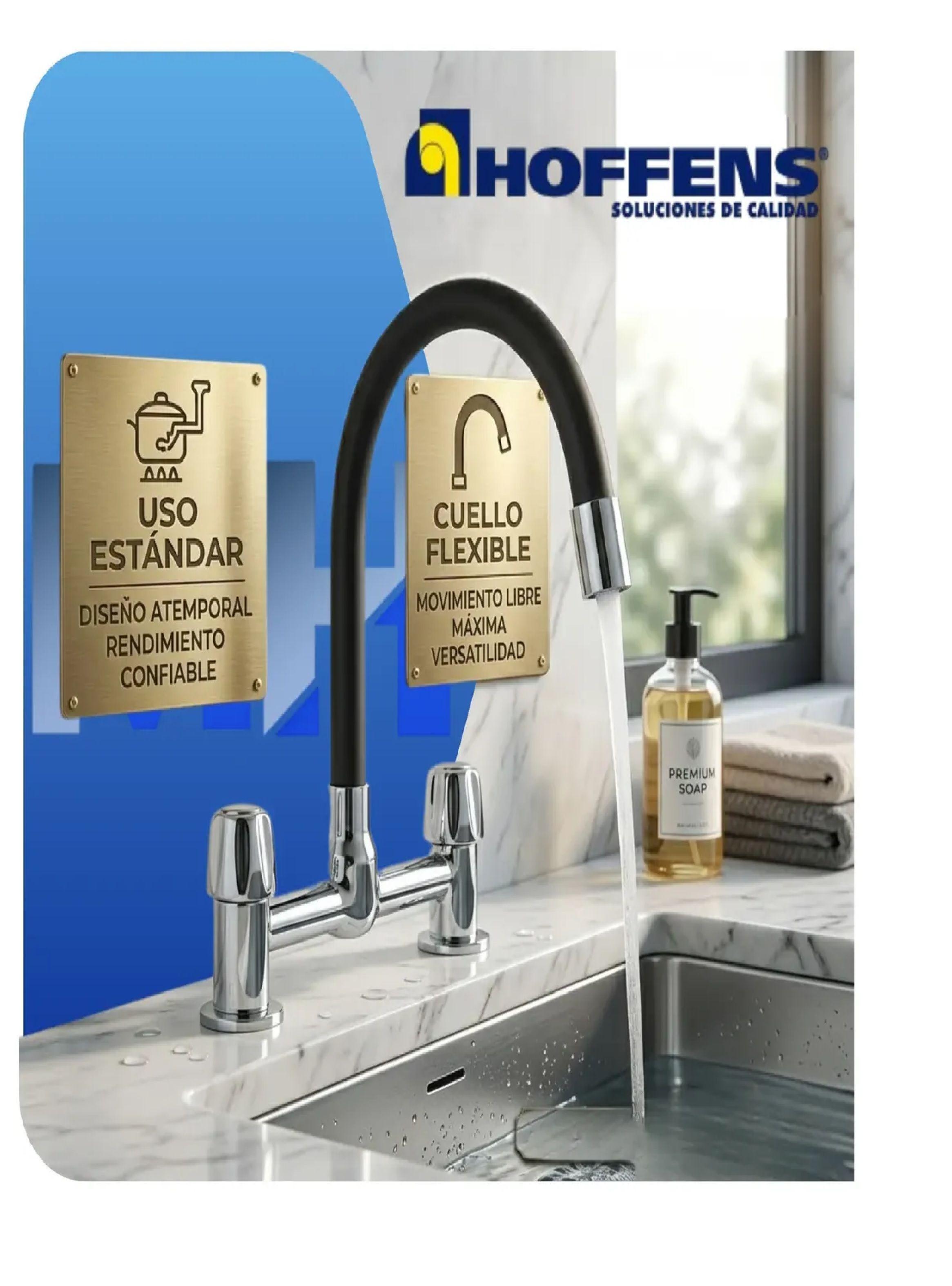 Griferia Combinacion Lavaplatos Cuello Flexible Negro Doble-2