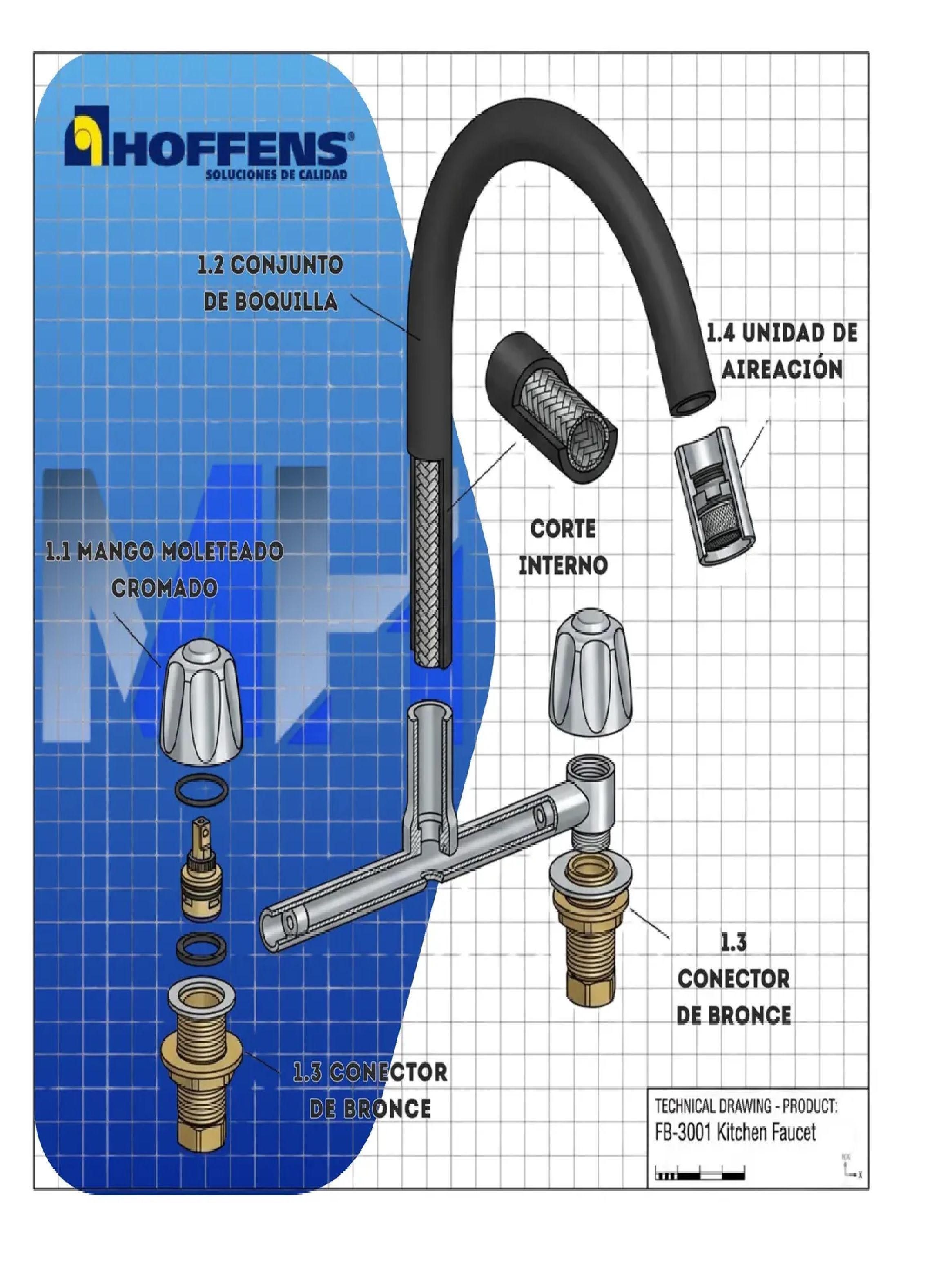 Griferia Combinacion Lavaplatos Cuello Flexible Negro Doble-3