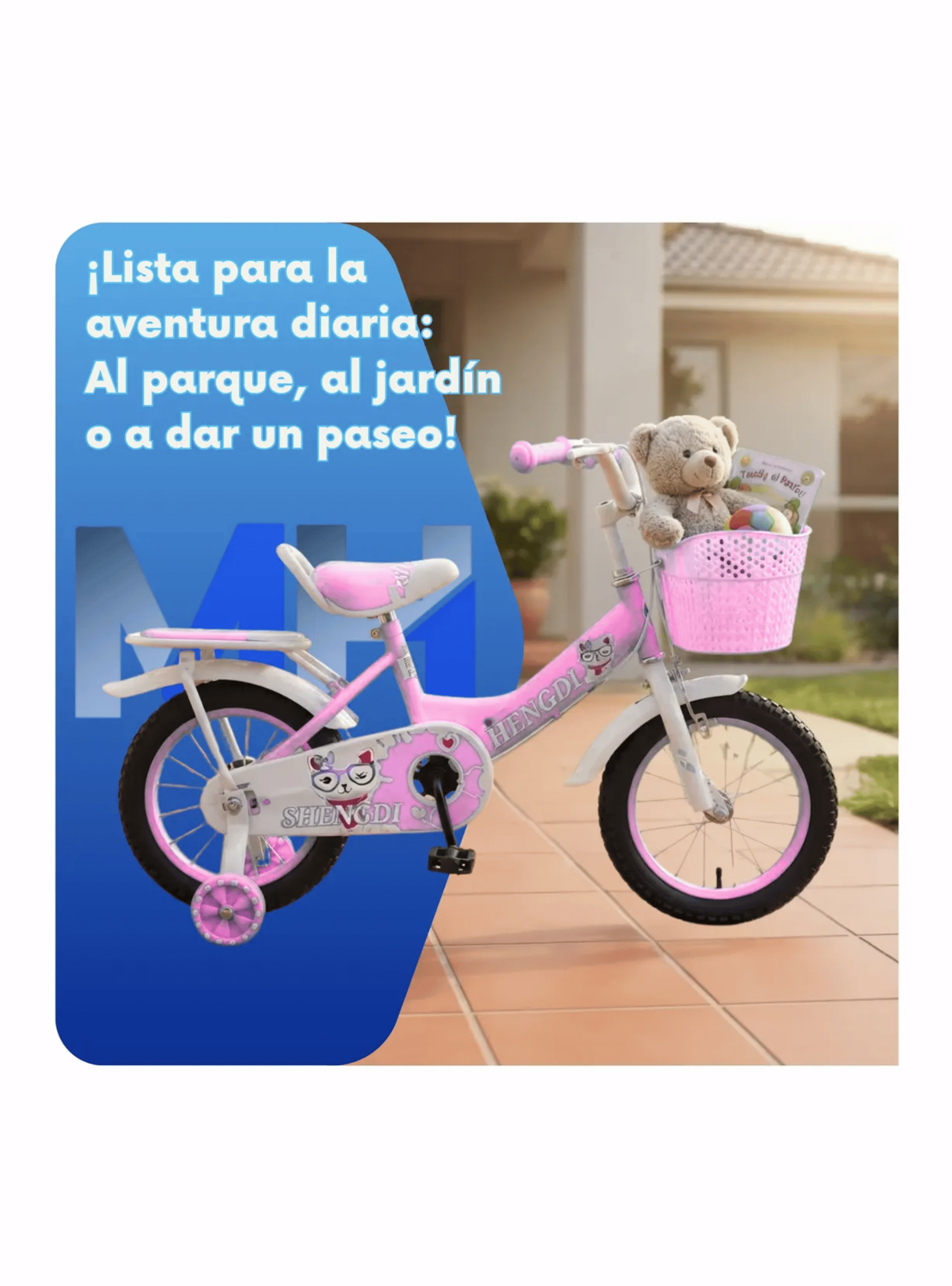 Bicicleta Infantil Con Rueditas Aro 12 Aro 16 Aro 20 Canasto-3