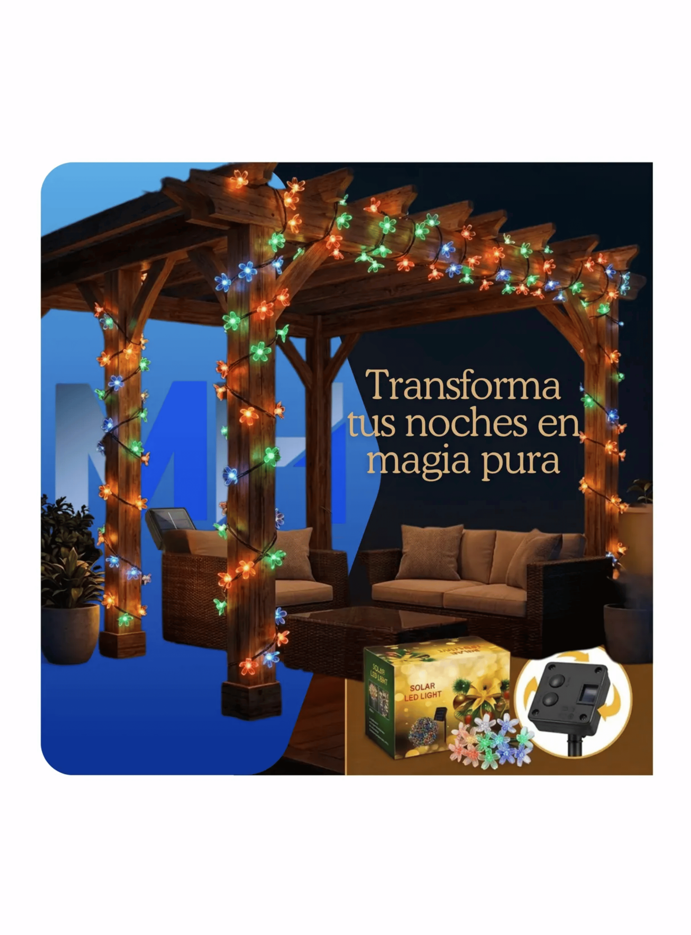 Guirnalda Luces Solares Led Flores De Durazno 5 Mtrs Pack X6-4