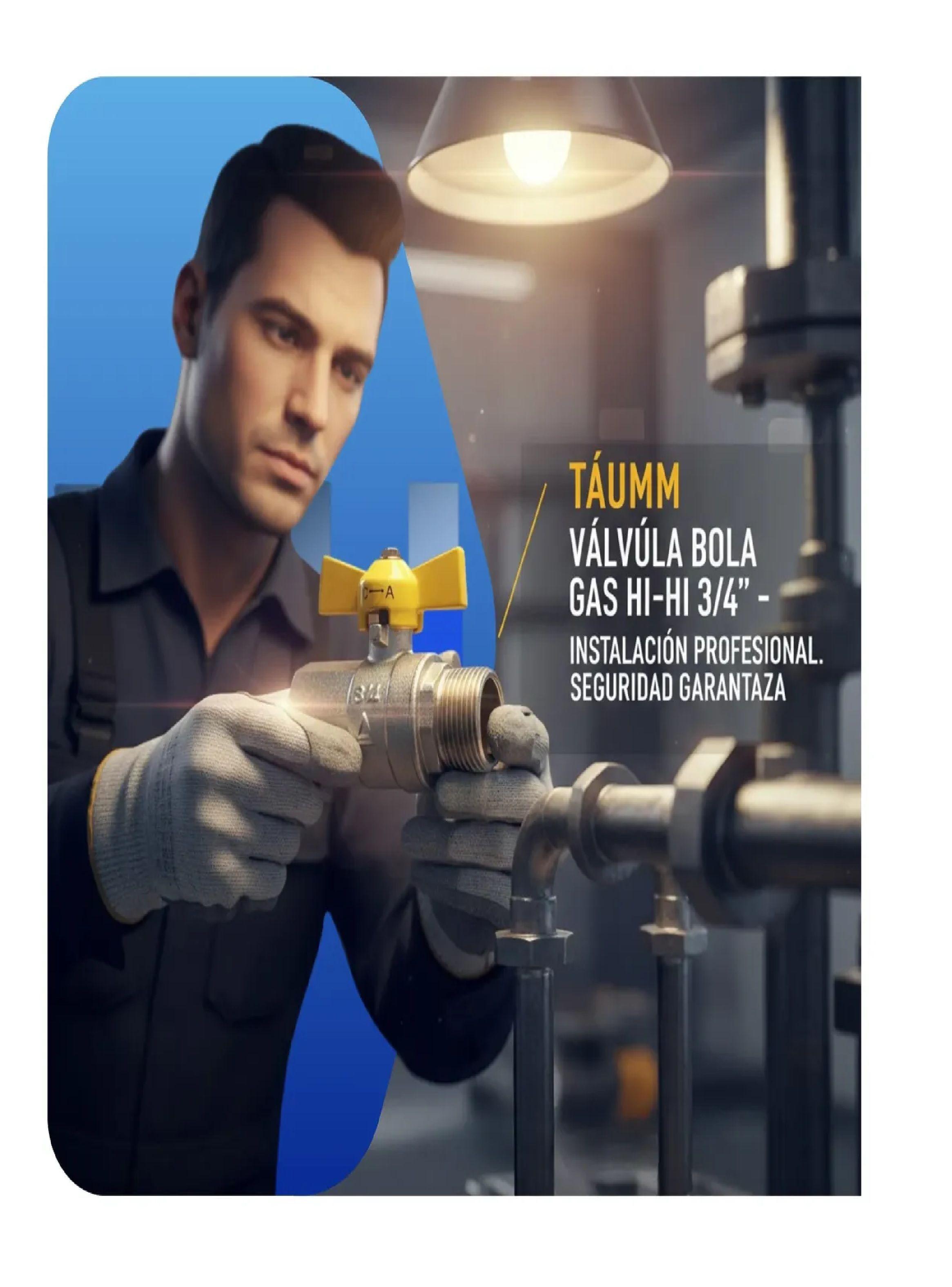 Llaves Paso Gas 3/4 Hi-he Taumm Mariposa X3 Certificada Sec-4