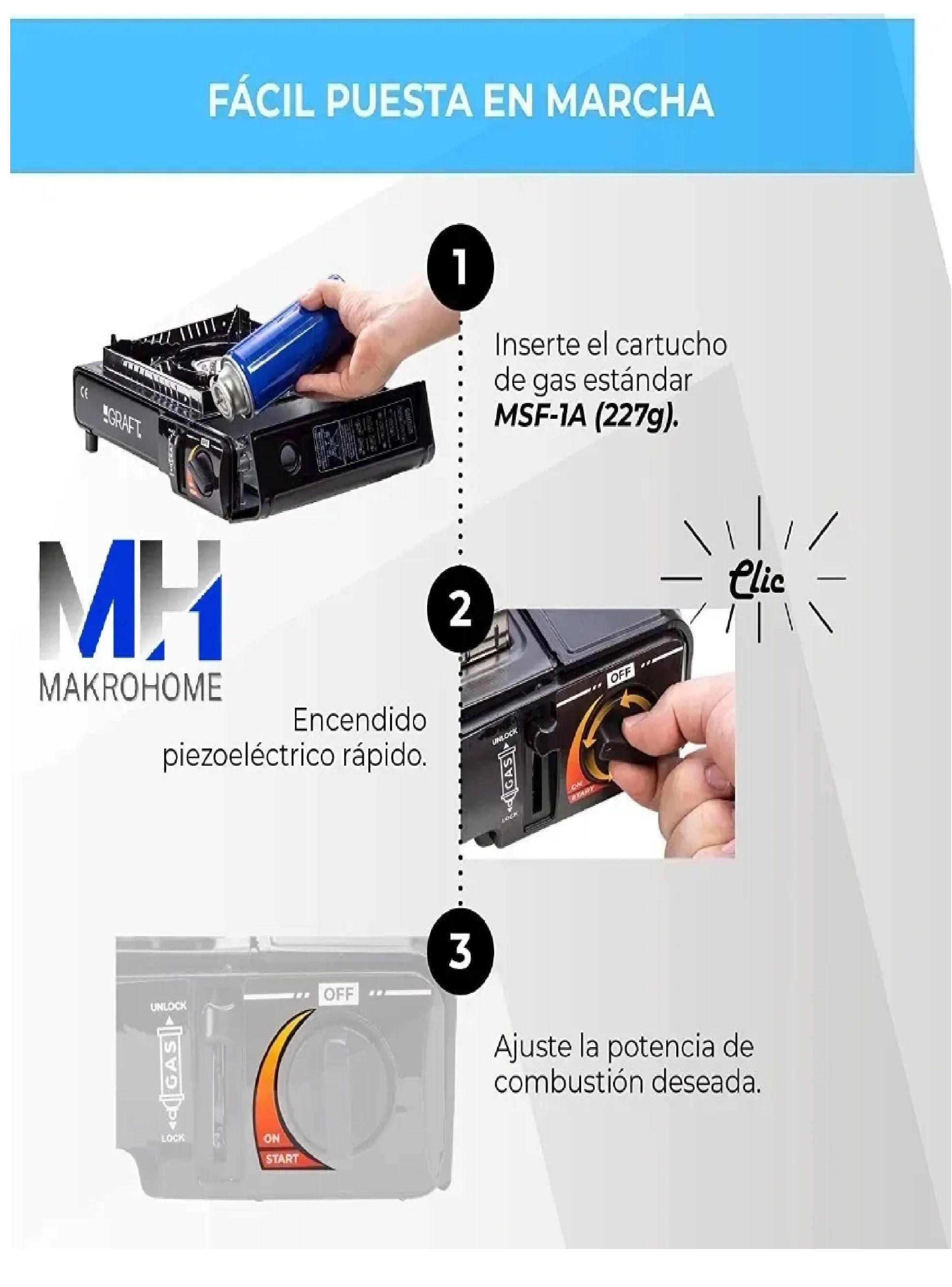 Cocinilla Camping Portatil Encendido Automatico Maleta Gas-4