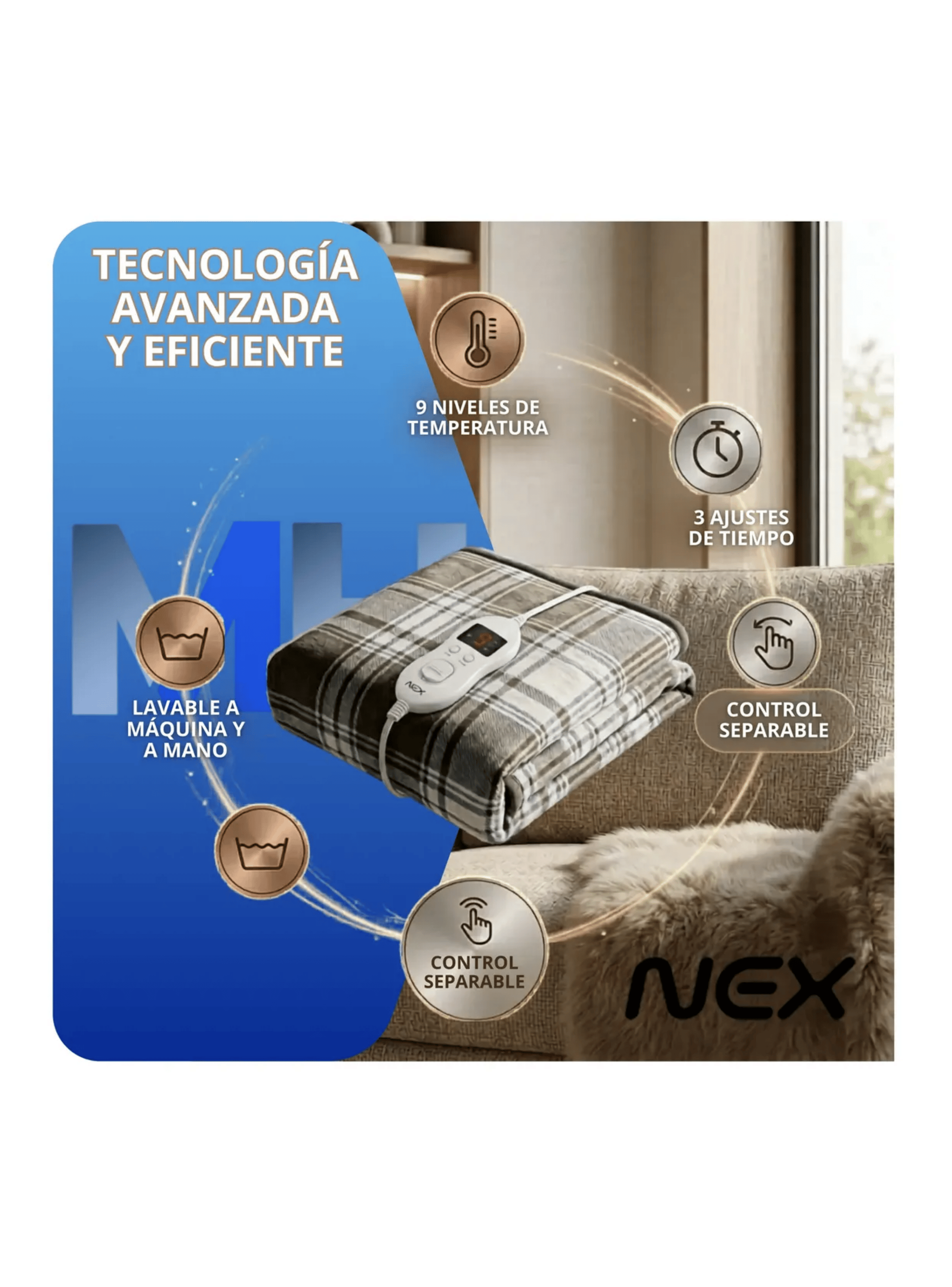 Pack Invierno Nex Frazada Electrica 110w Botas Calefactora-7