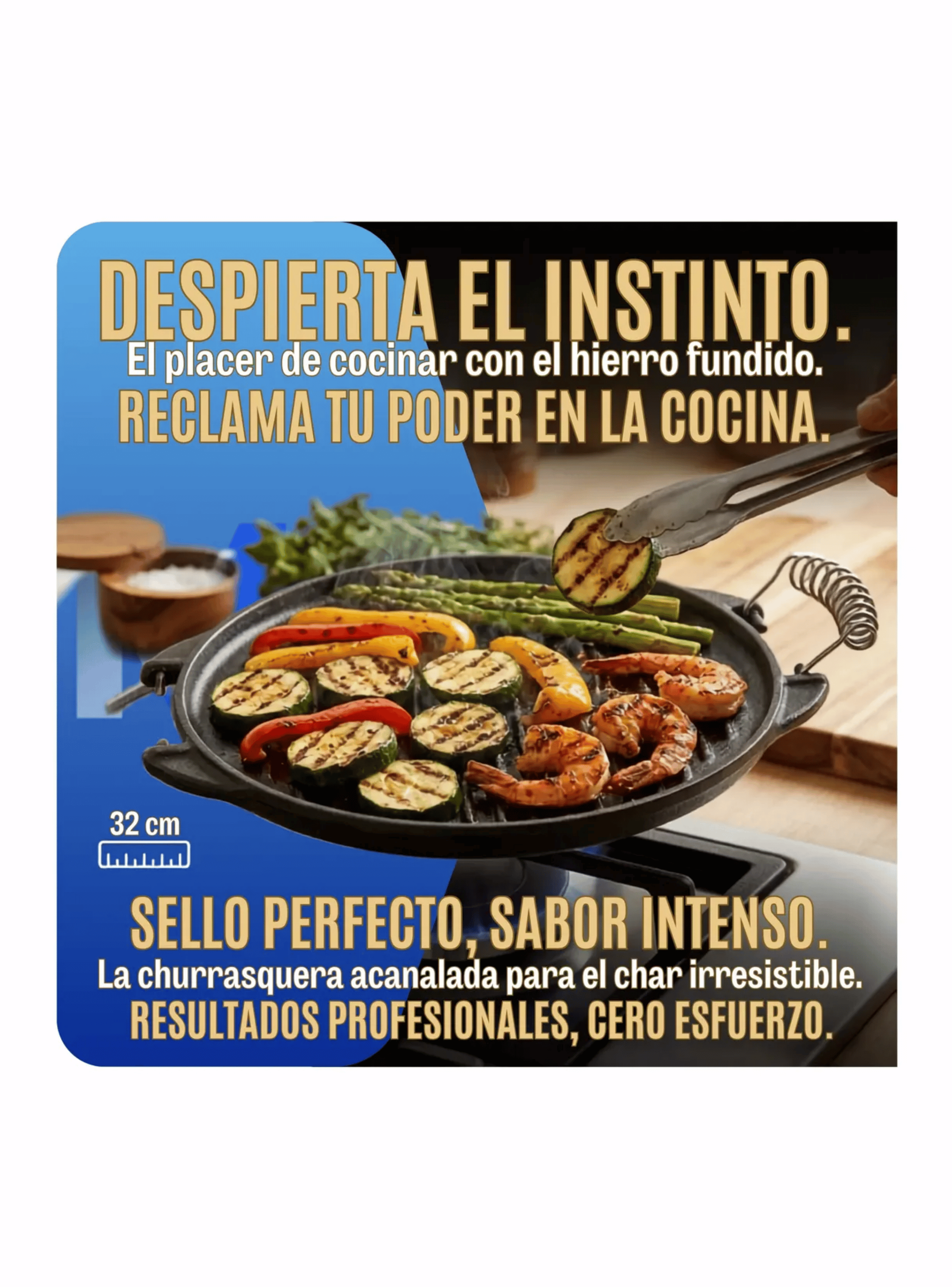 Plancha Churrasquera Reversible Fierro Fundido 32cm Asas-3