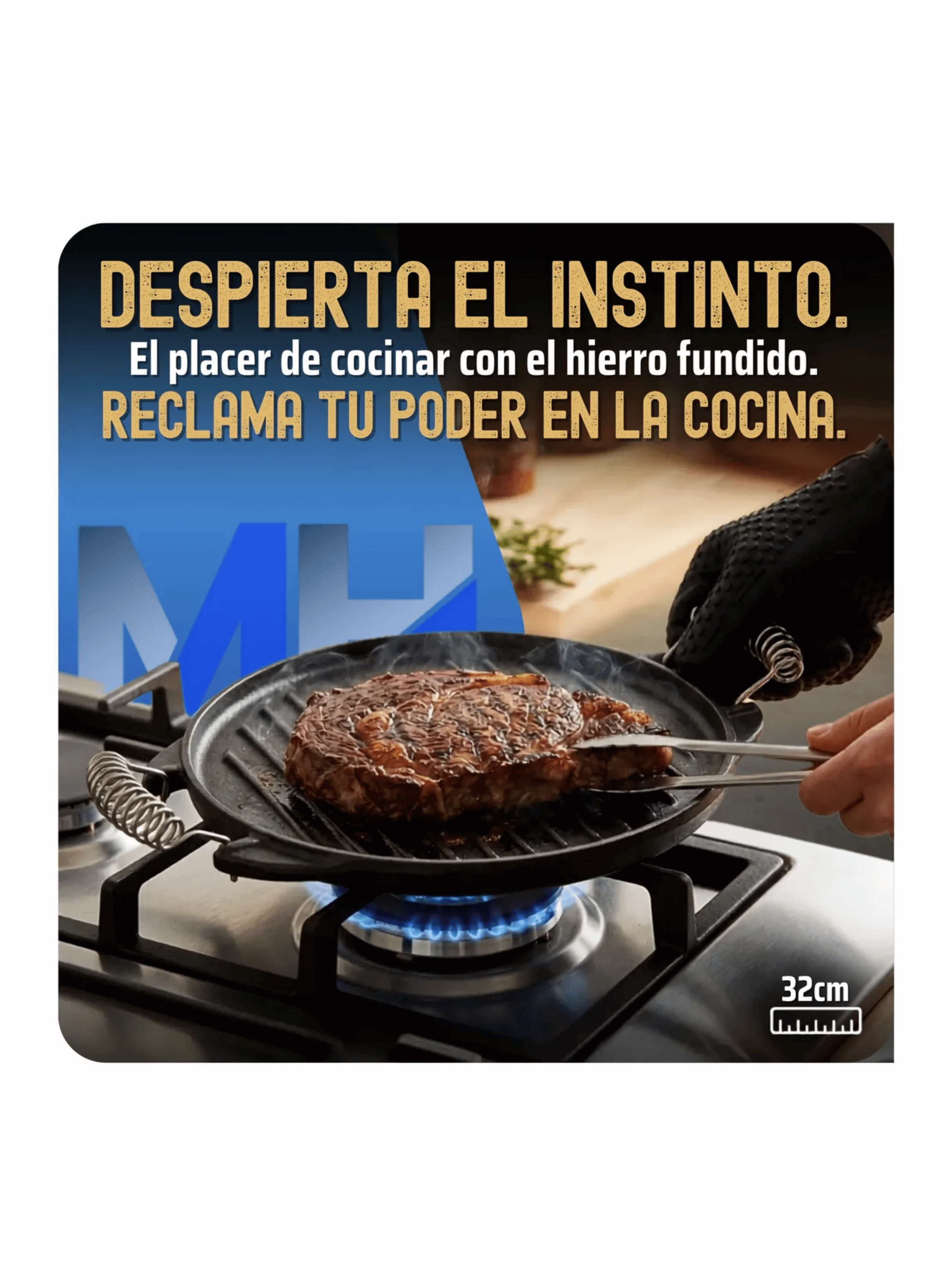 Plancha Churrasquera Reversible Fierro Fundido 32cm Asas-4