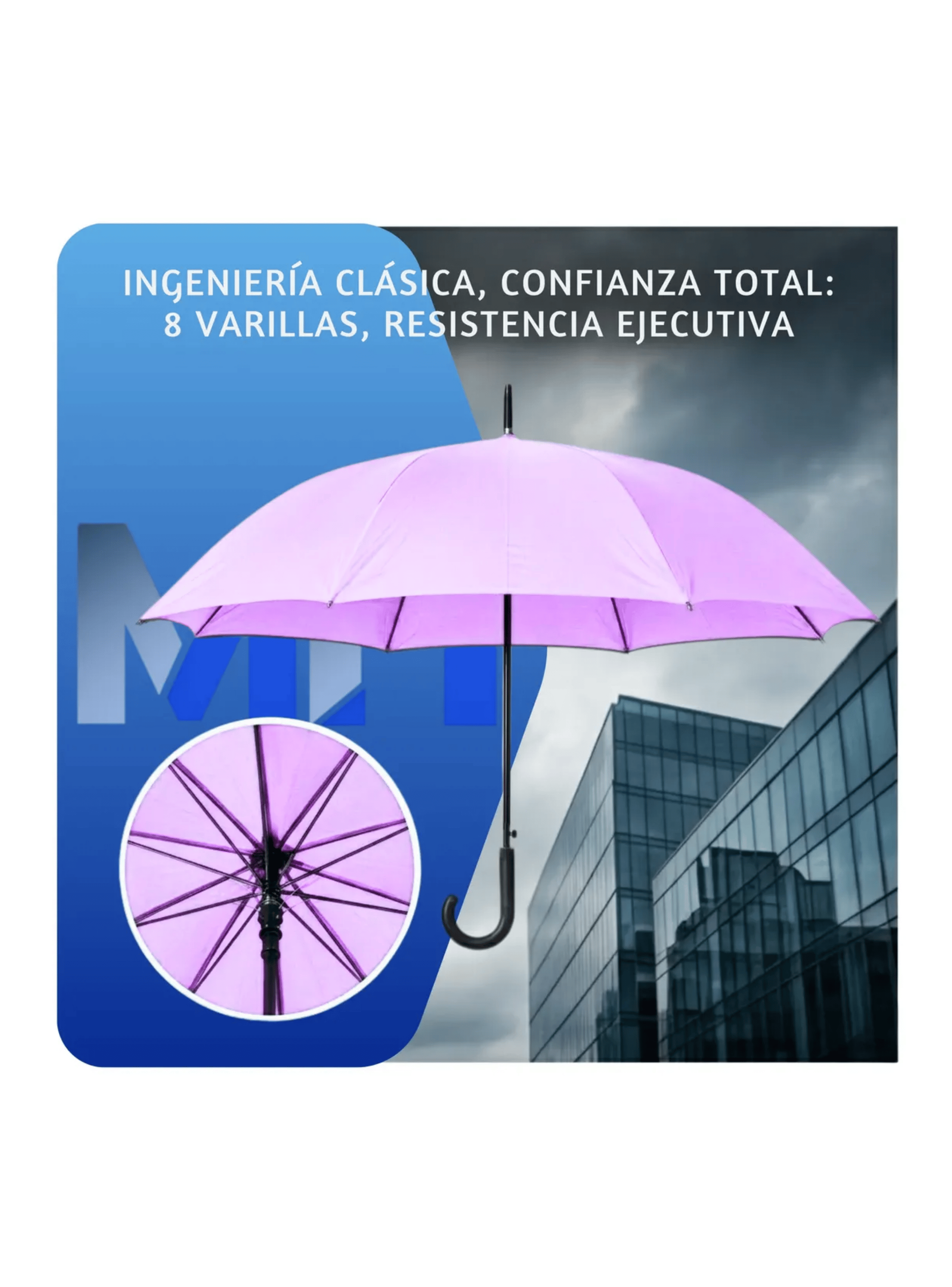 Paraguas Ejecutivo Automatico 100cm Proteccion Uv Reforzado Lila-2