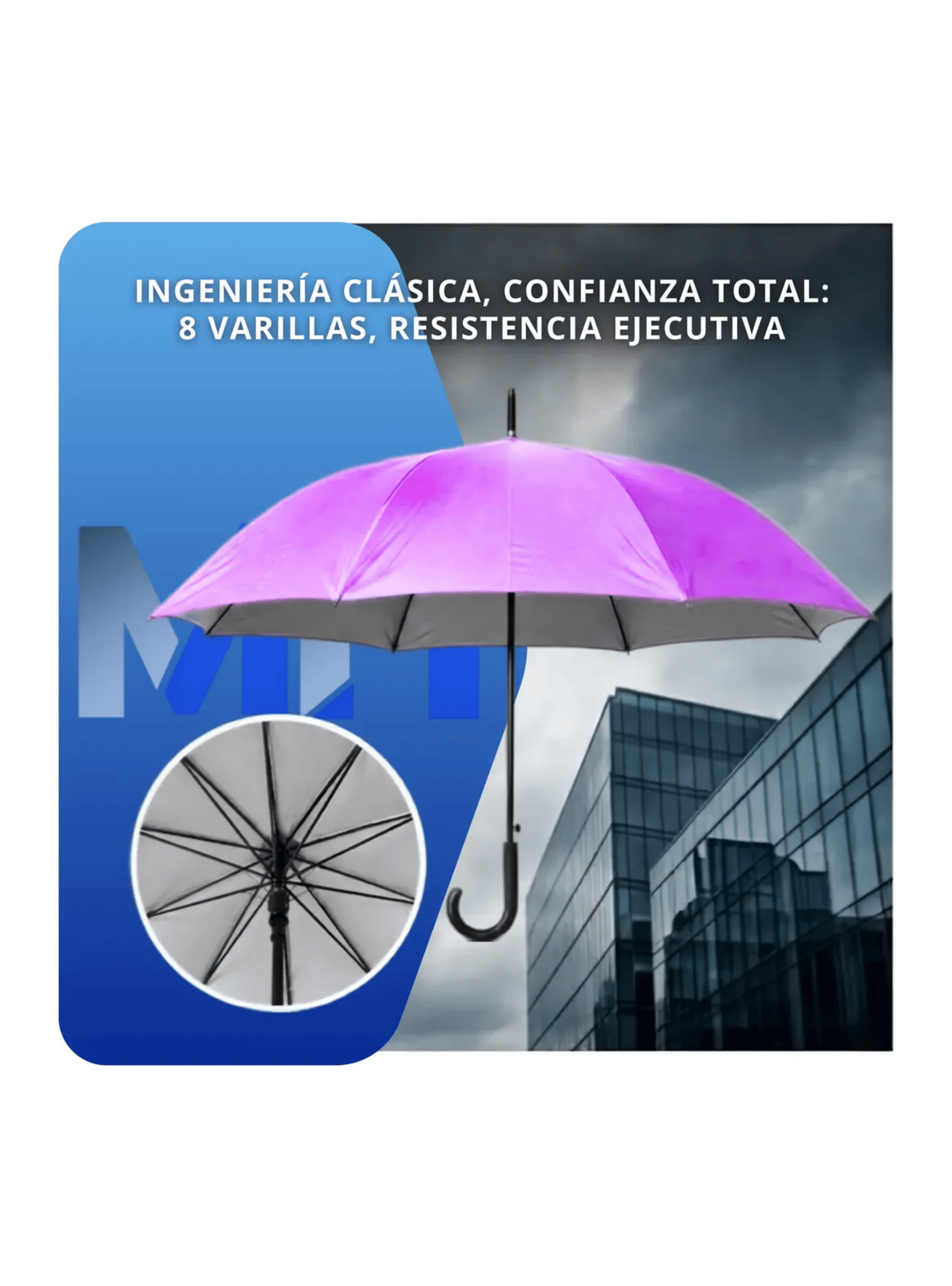 Paraguas Ejecutivo Automatico 100cm Proteccion Uv Reforzado Lila-2