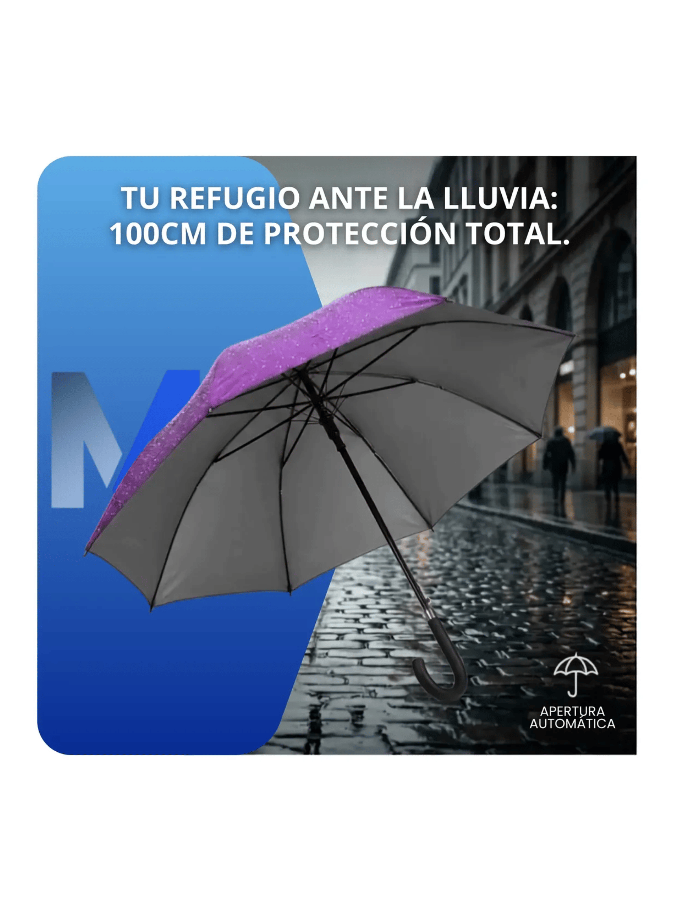 Paraguas Ejecutivo Automatico 100cm Proteccion Uv Reforzado Lila-3