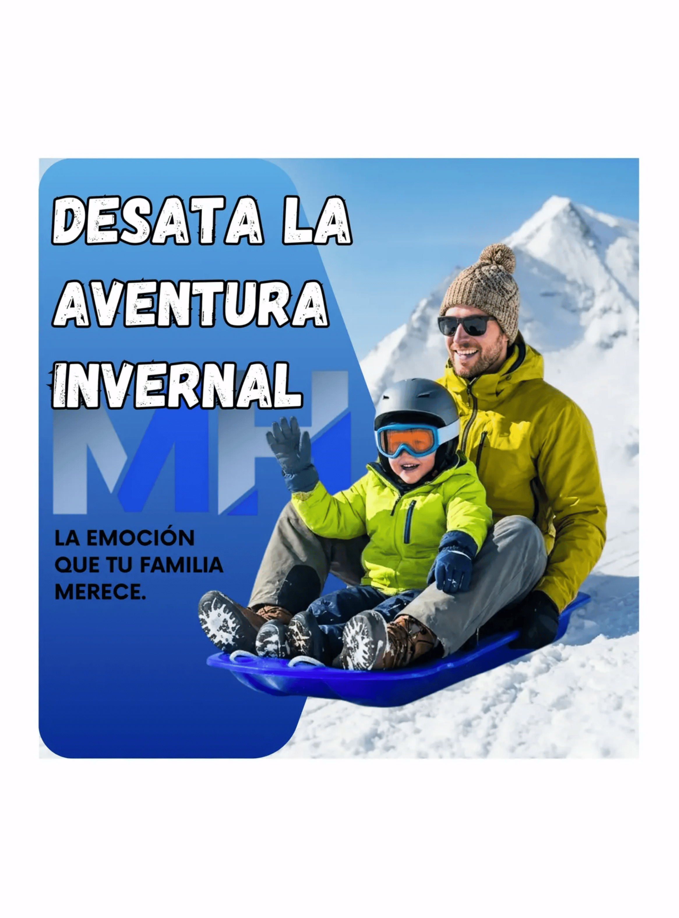 Trineo Nieve Deslizante Con Agarre Y Cuerda Ni os Y Adultos Azul-5
