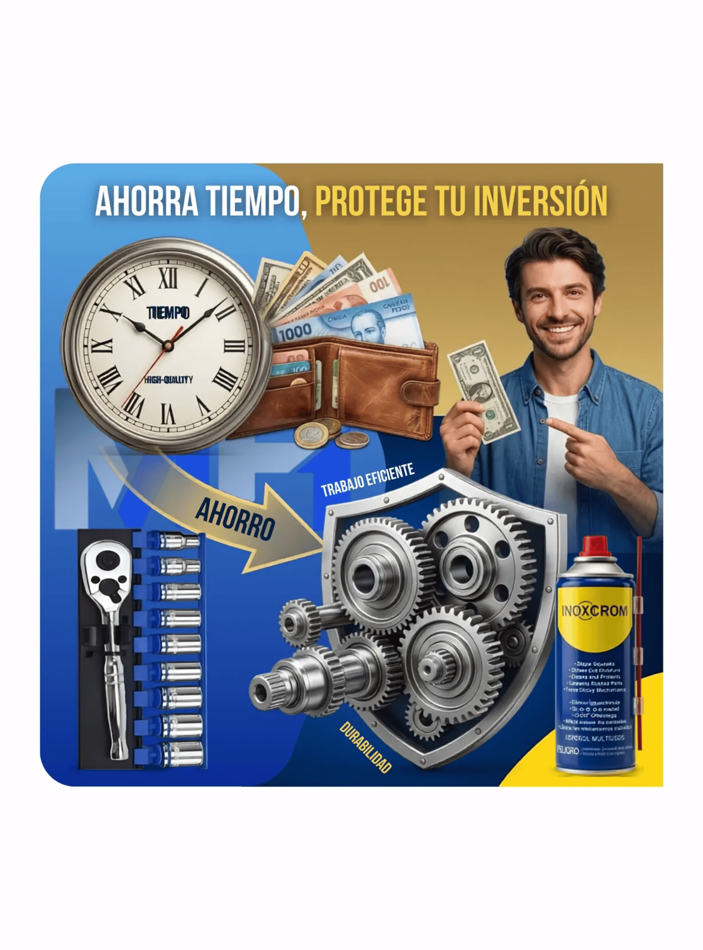 Juego Dados Llave Chicharra Robust 11p Lubricante Inoxcrom-3