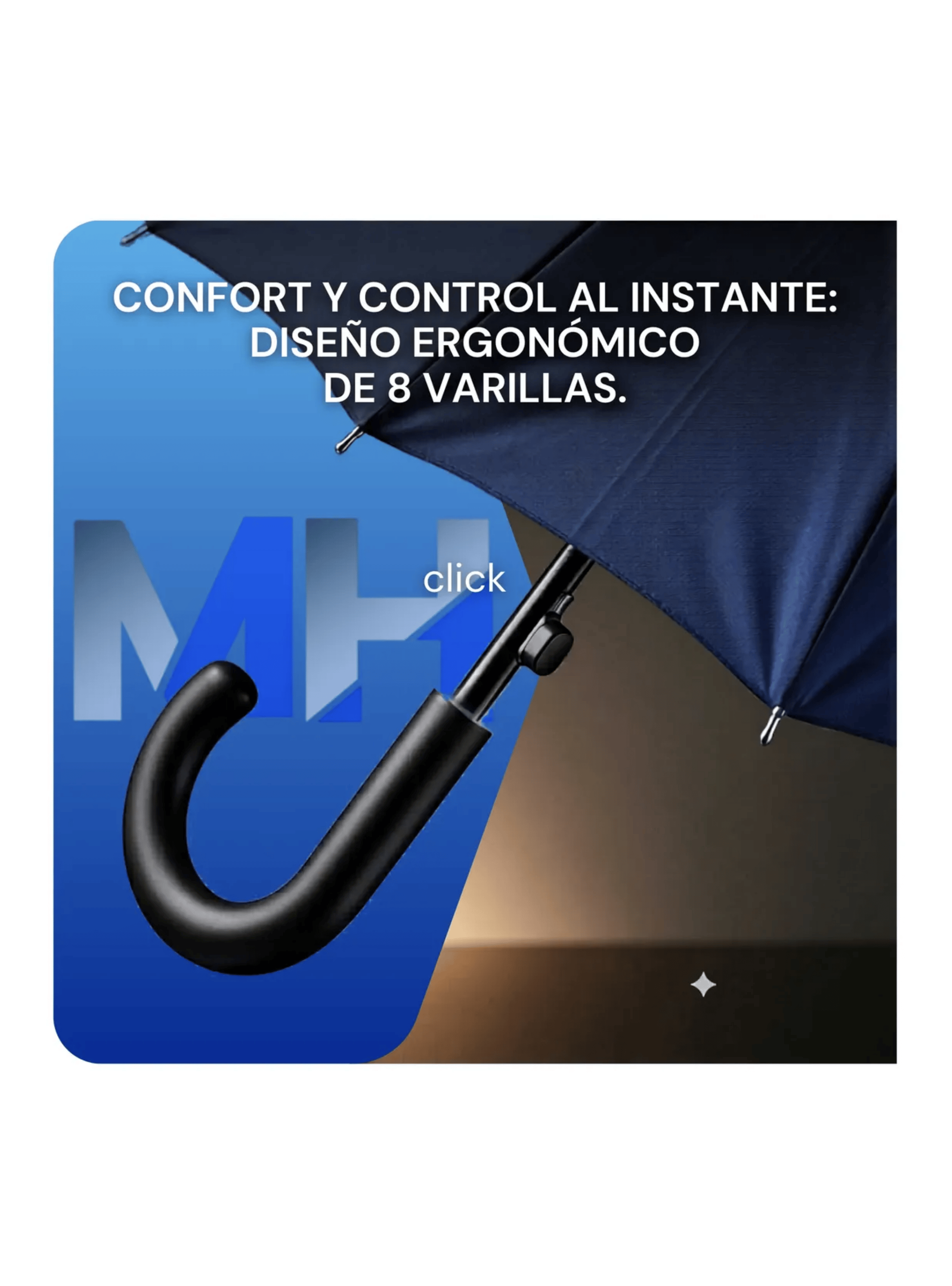 Paraguas Ejecutivo Automatico 100cm Proteccion Uv Reforzado Azul-2