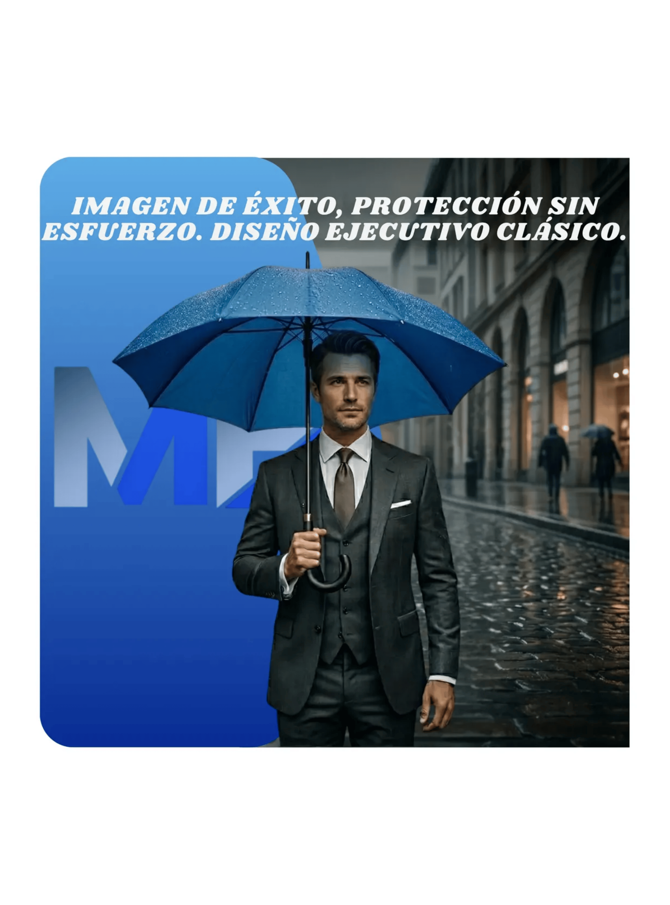 Paraguas Ejecutivo Automatico 100cm Proteccion Uv Reforzado Azul-4