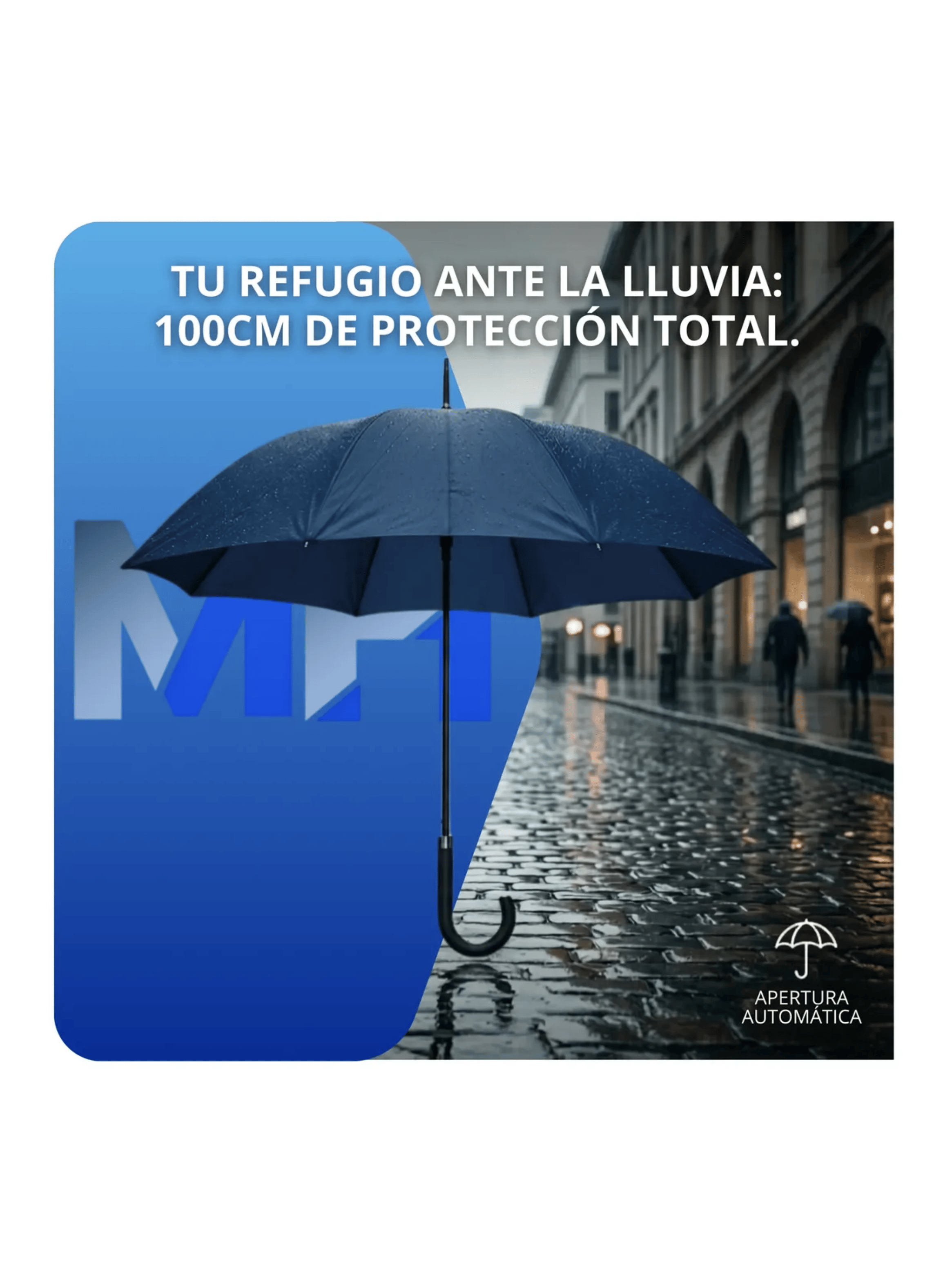 Paraguas Ejecutivo Automatico 100cm Proteccion Uv Reforzado Azul-5