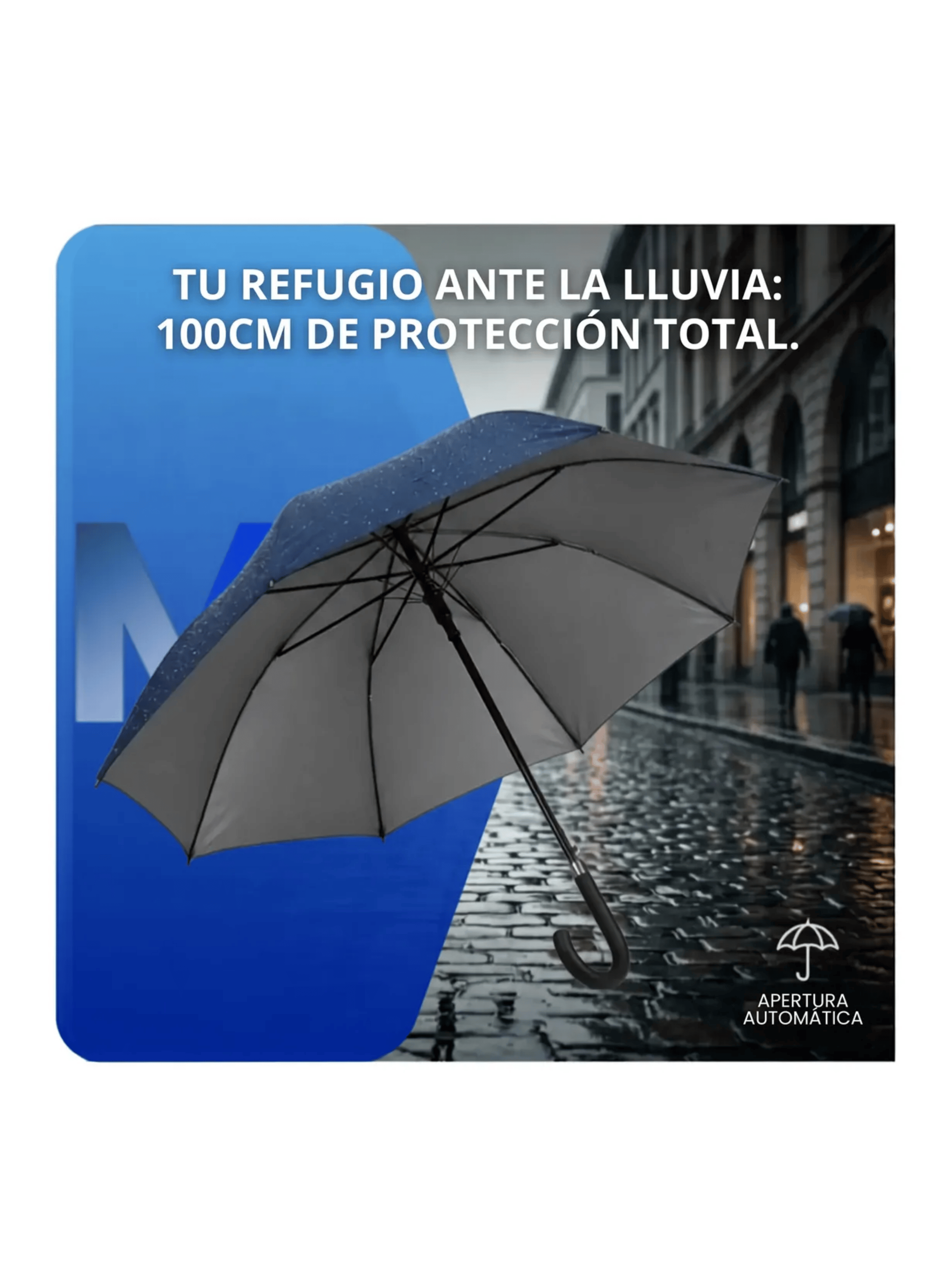 Paraguas Ejecutivo Automatico 100cm Proteccion Uv Reforzado Azul-3