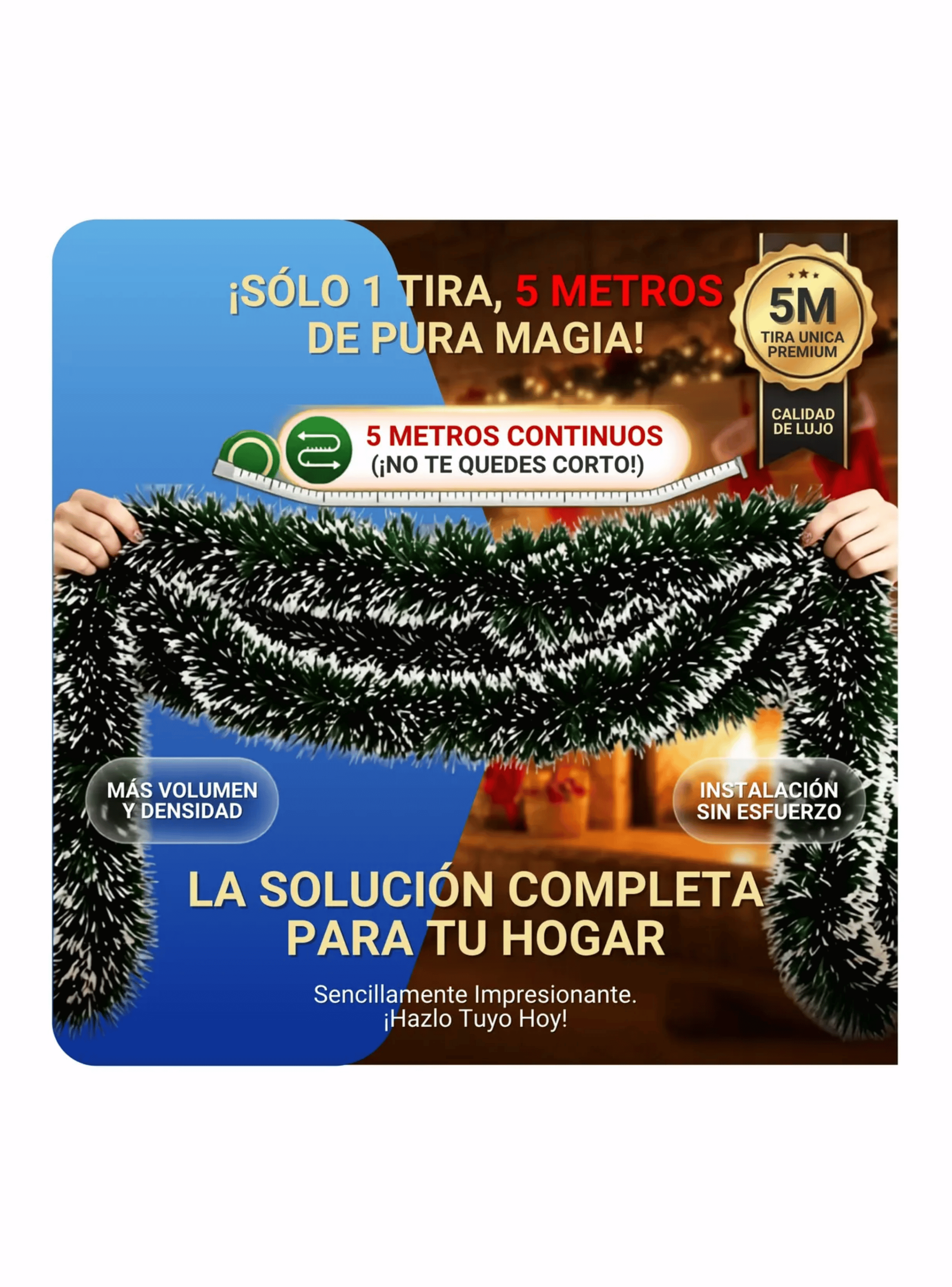 Guirnalda Espumillon Navide o Verde 5 Mts Decoracion Packx10-2