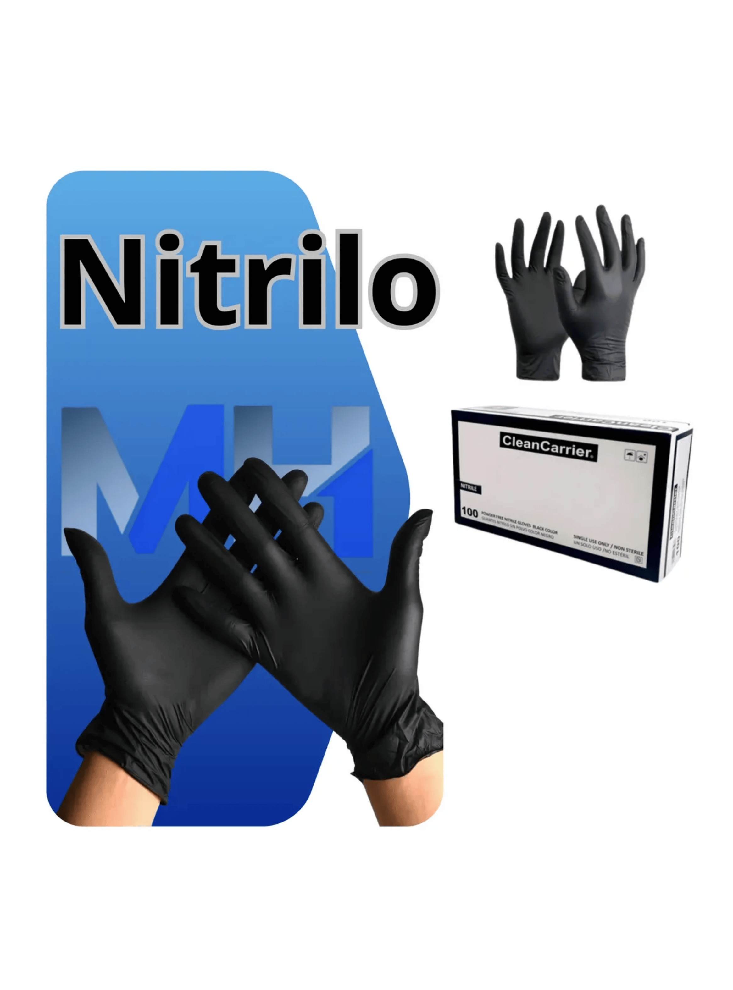 Guantes Nitrilo Negro Sin Polvo Talla Xl Cleancarrier 500u-2