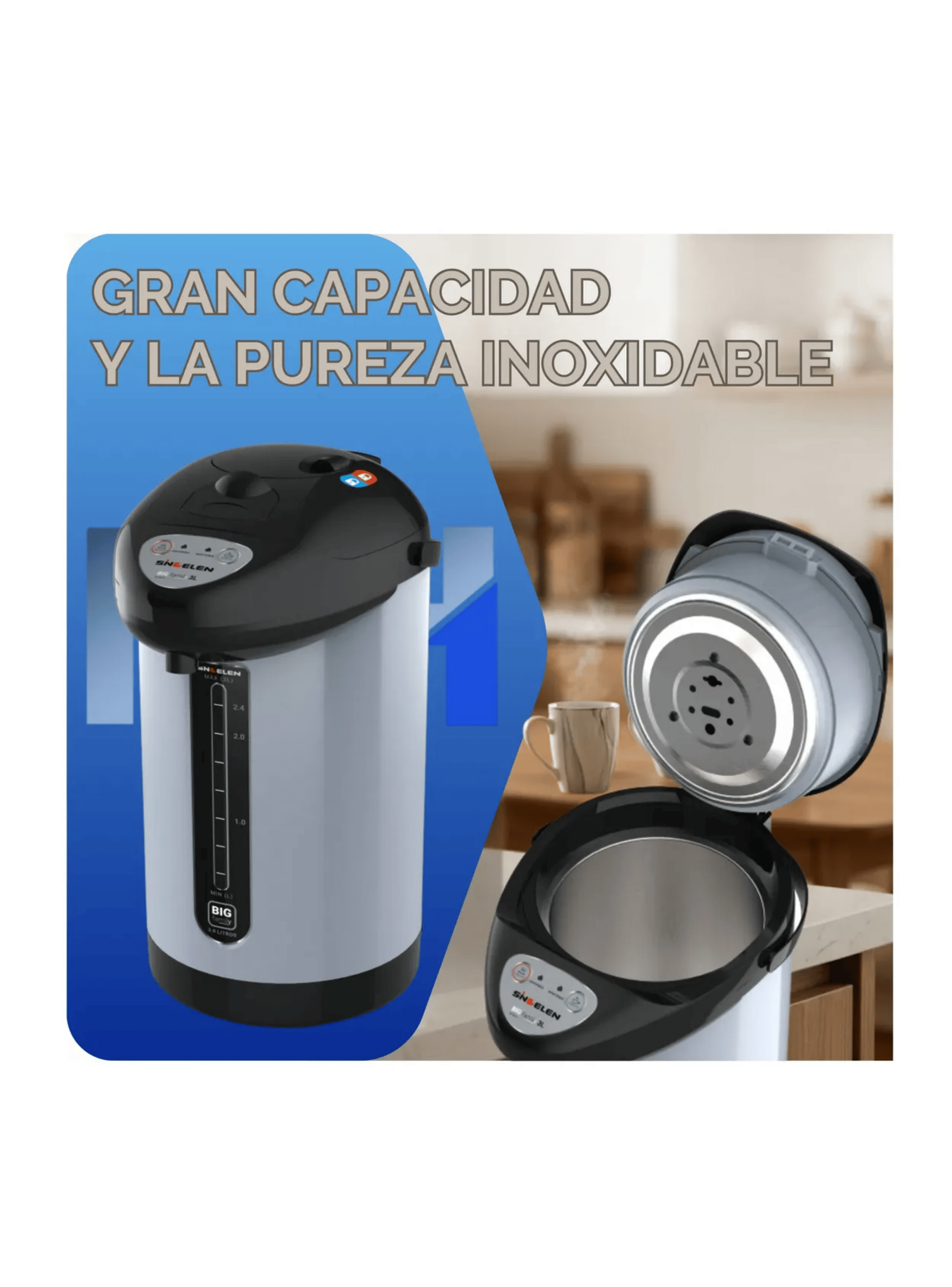 Hervidor Mantenedor Sindelen Acqua 3 Litros Hma 3200si Inox-6