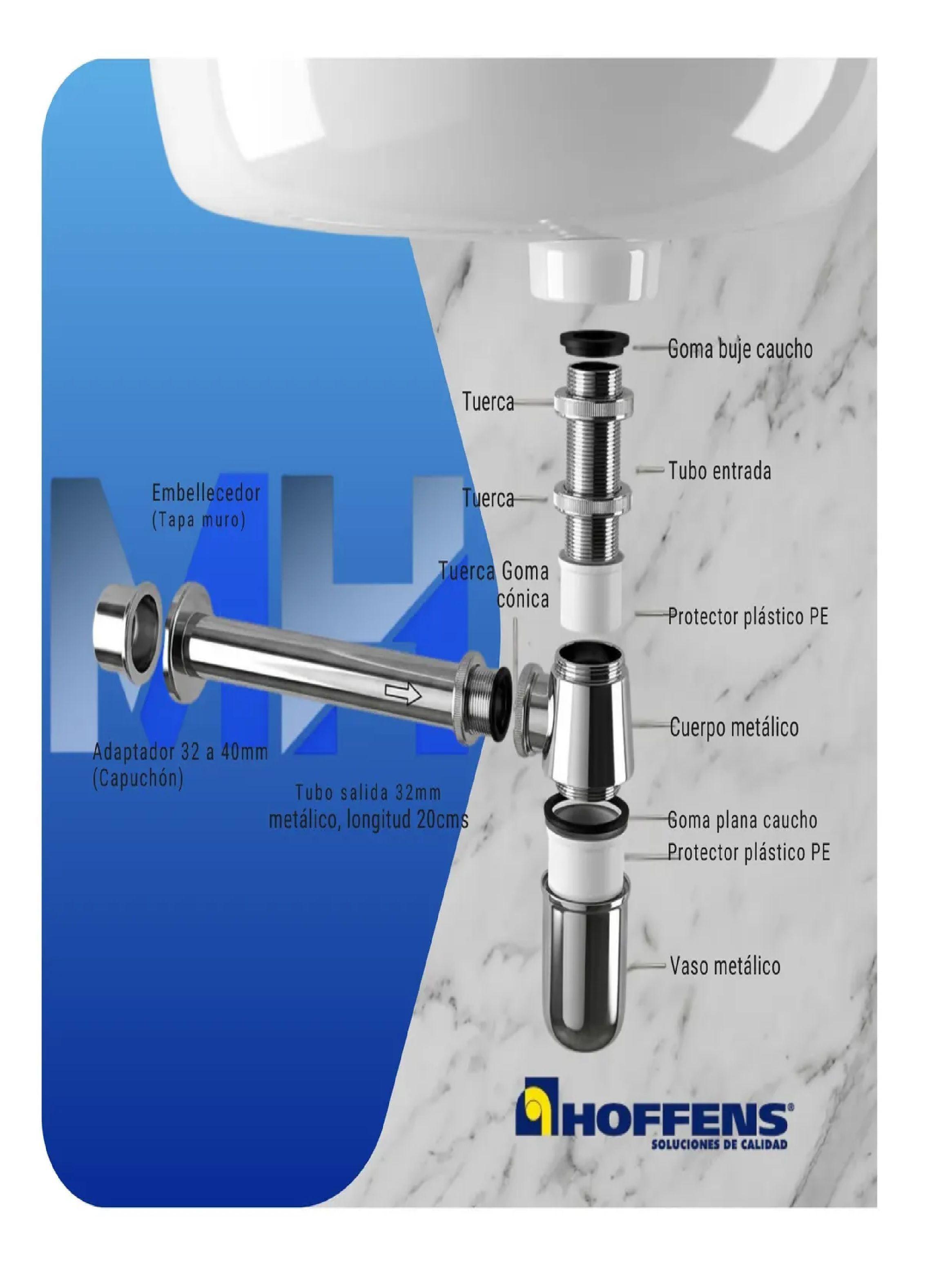 Sifon Metalico Lavatorio 1 1/4 Cromado Con Vaso De Registro-3