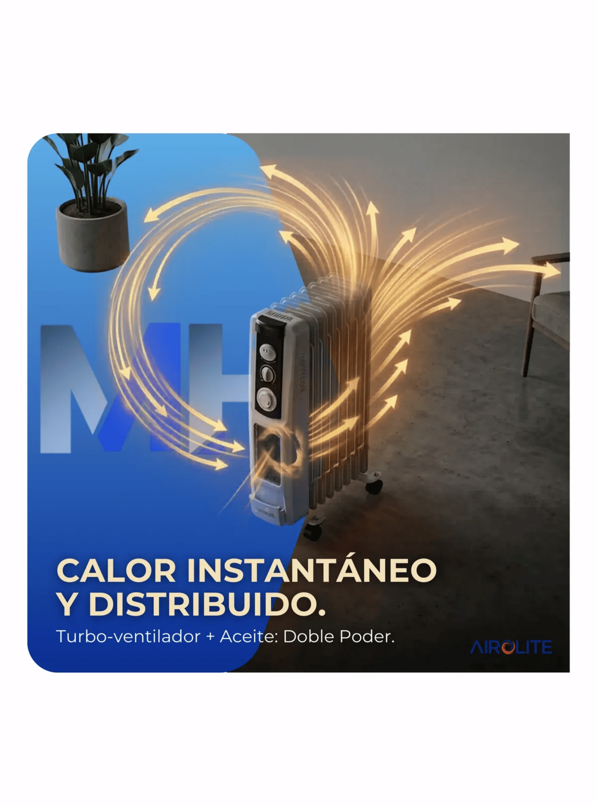 Radiador Oleoelectrico Airolite 1500w Con Turboventilador-4