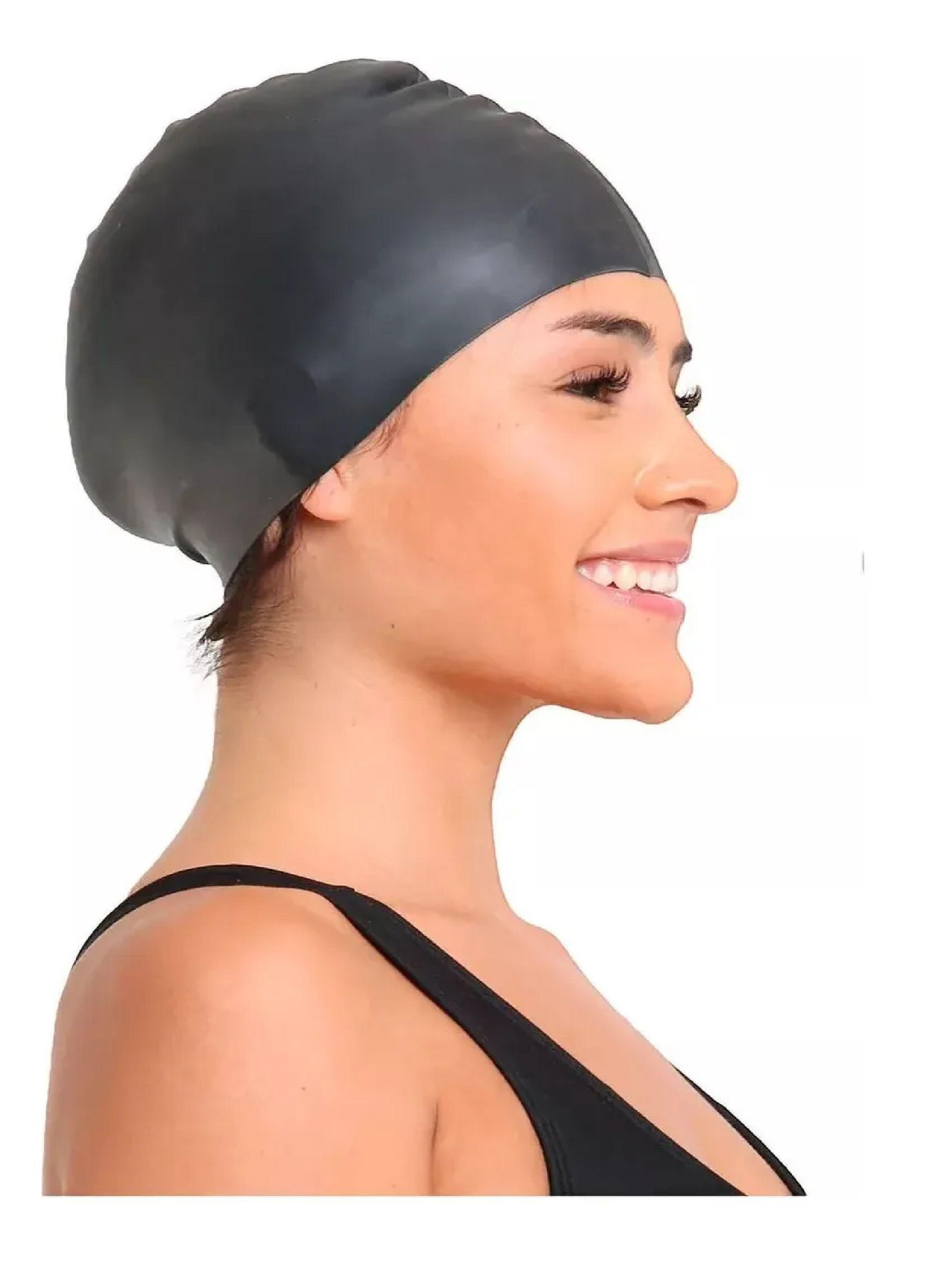 Gorro Natacion De Silicona Negro Adulto Con Funda Guardado-4