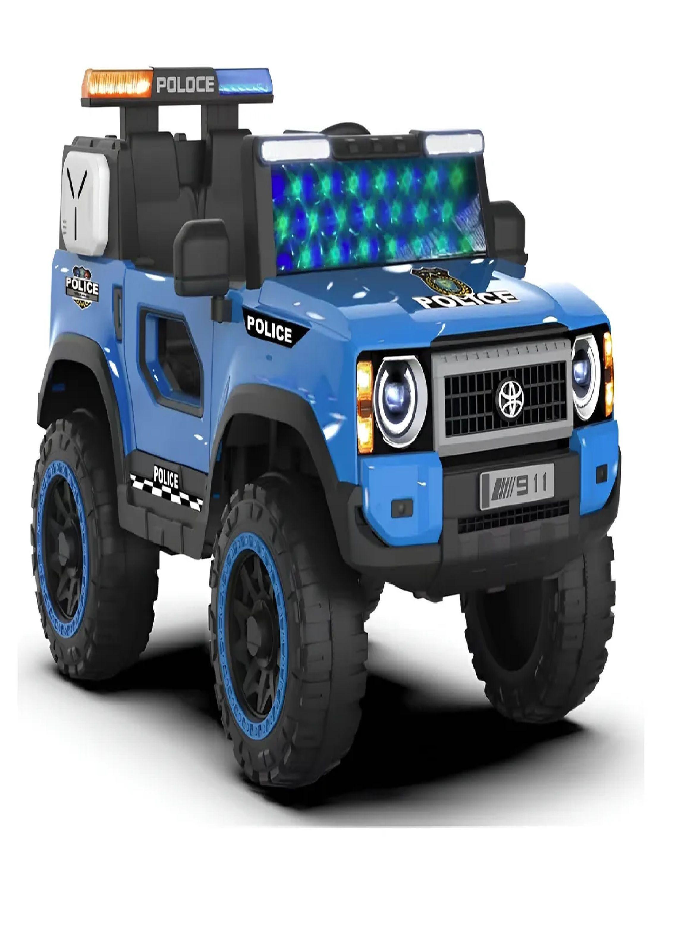Auto Electrico Police 12v 2 Motores Aventura Y Seguridad Azul-0