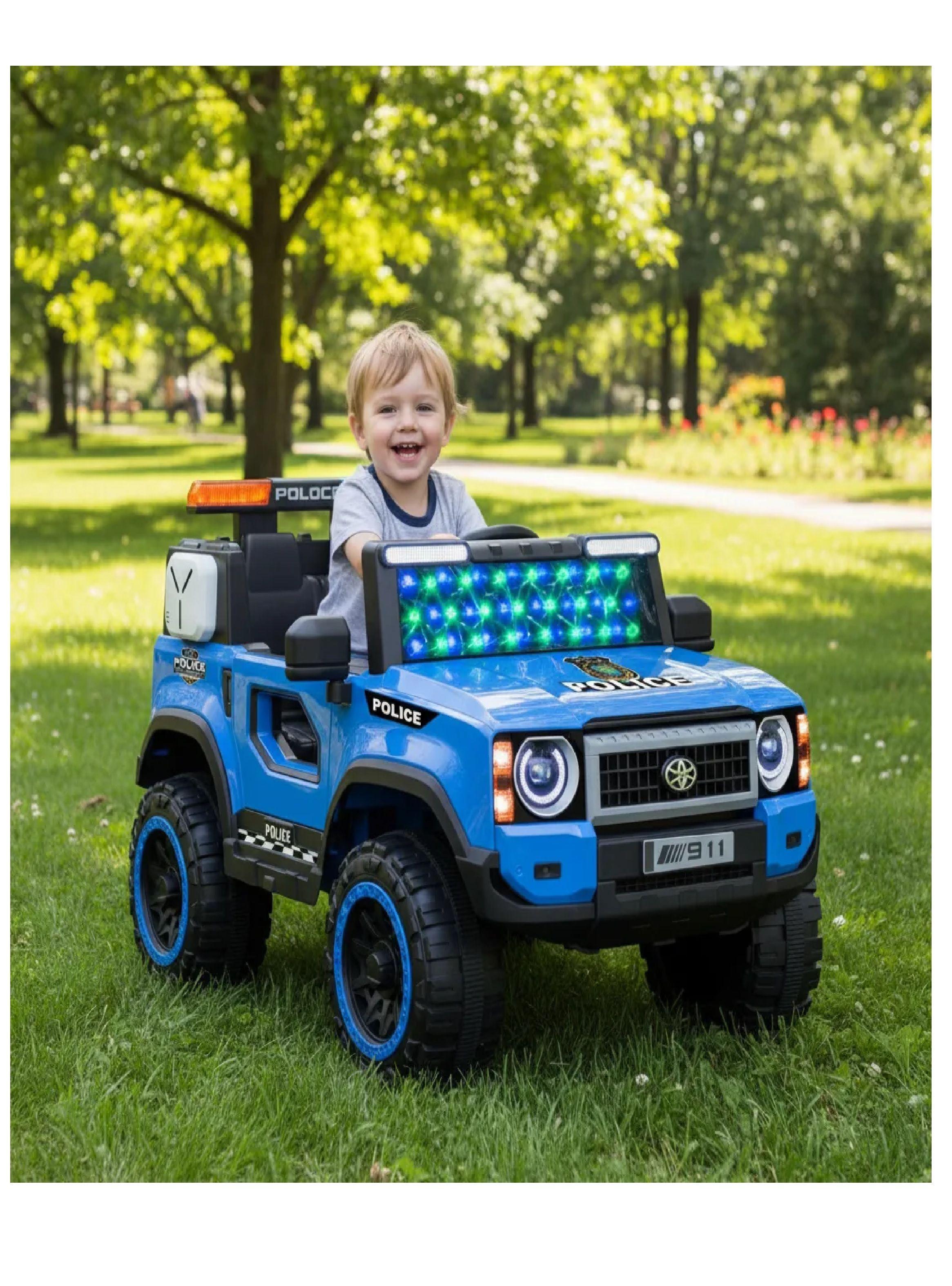 Auto Electrico Police 12v 2 Motores Aventura Y Seguridad Azul-2