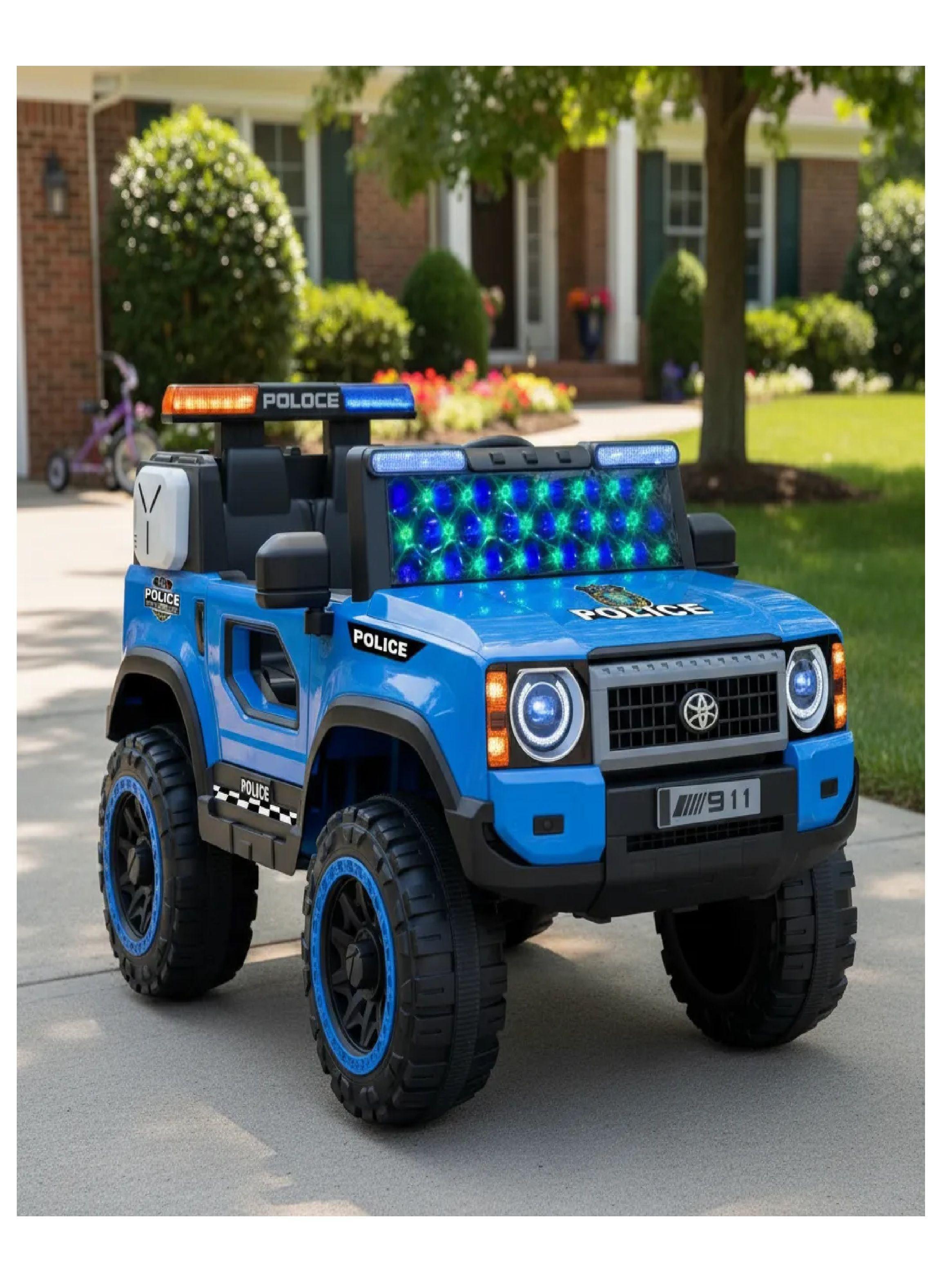 Auto Electrico Police 12v 2 Motores Aventura Y Seguridad Azul-4