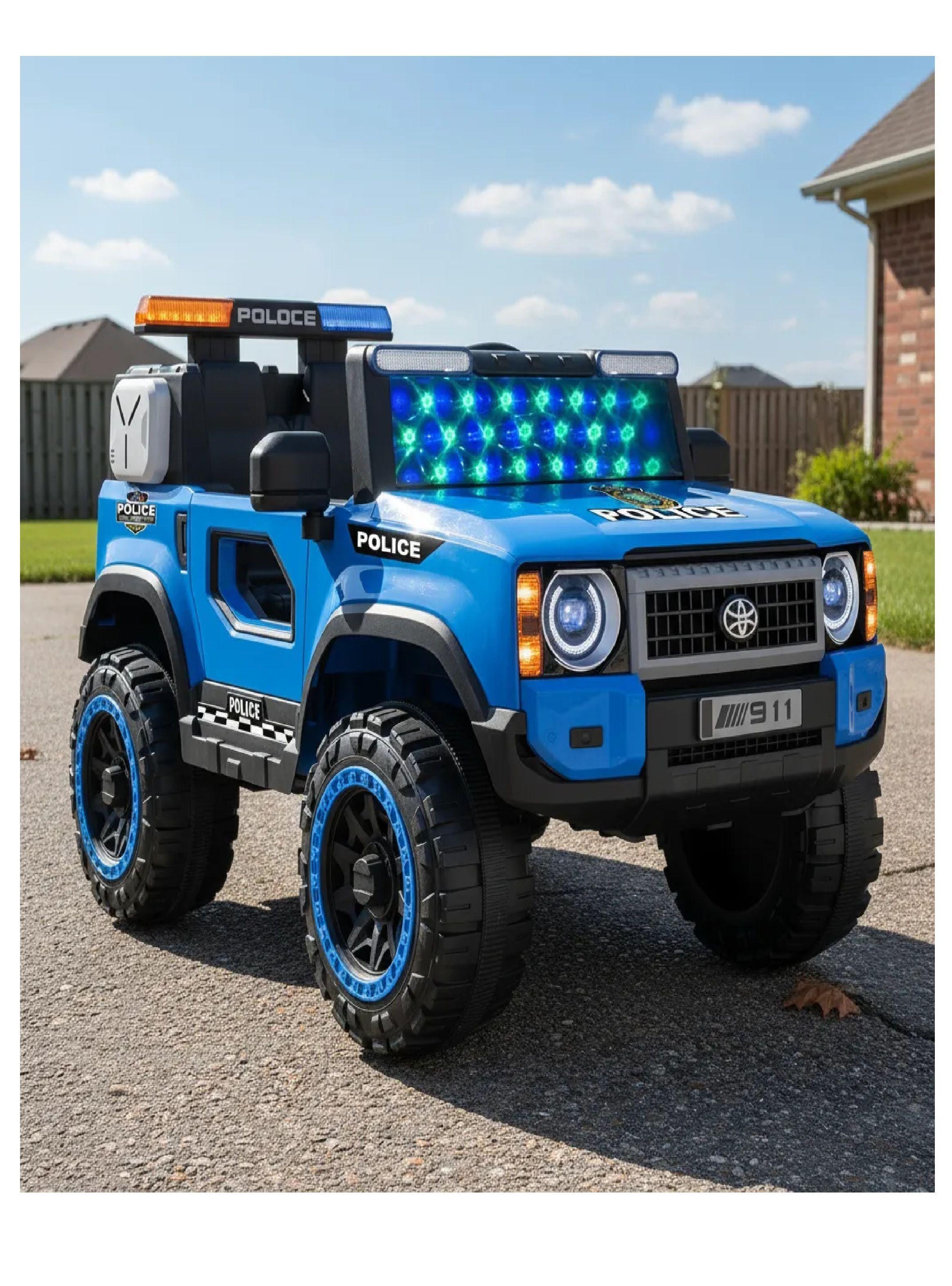 Auto Electrico Police 12v 2 Motores Aventura Y Seguridad Azul-5