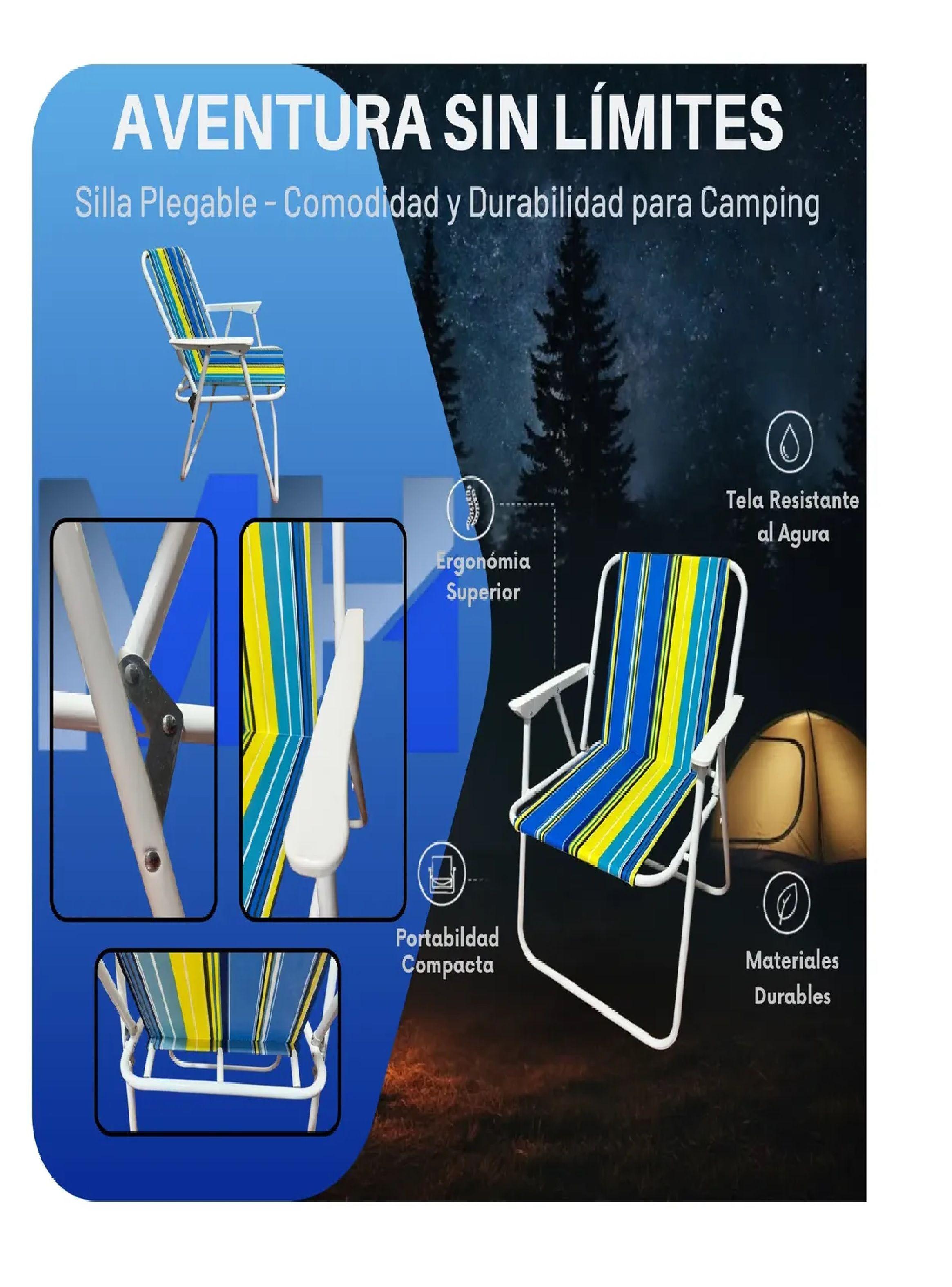 Pack X2 Silla Camping Plegable Playa Piscina Portatil Multicolor-4