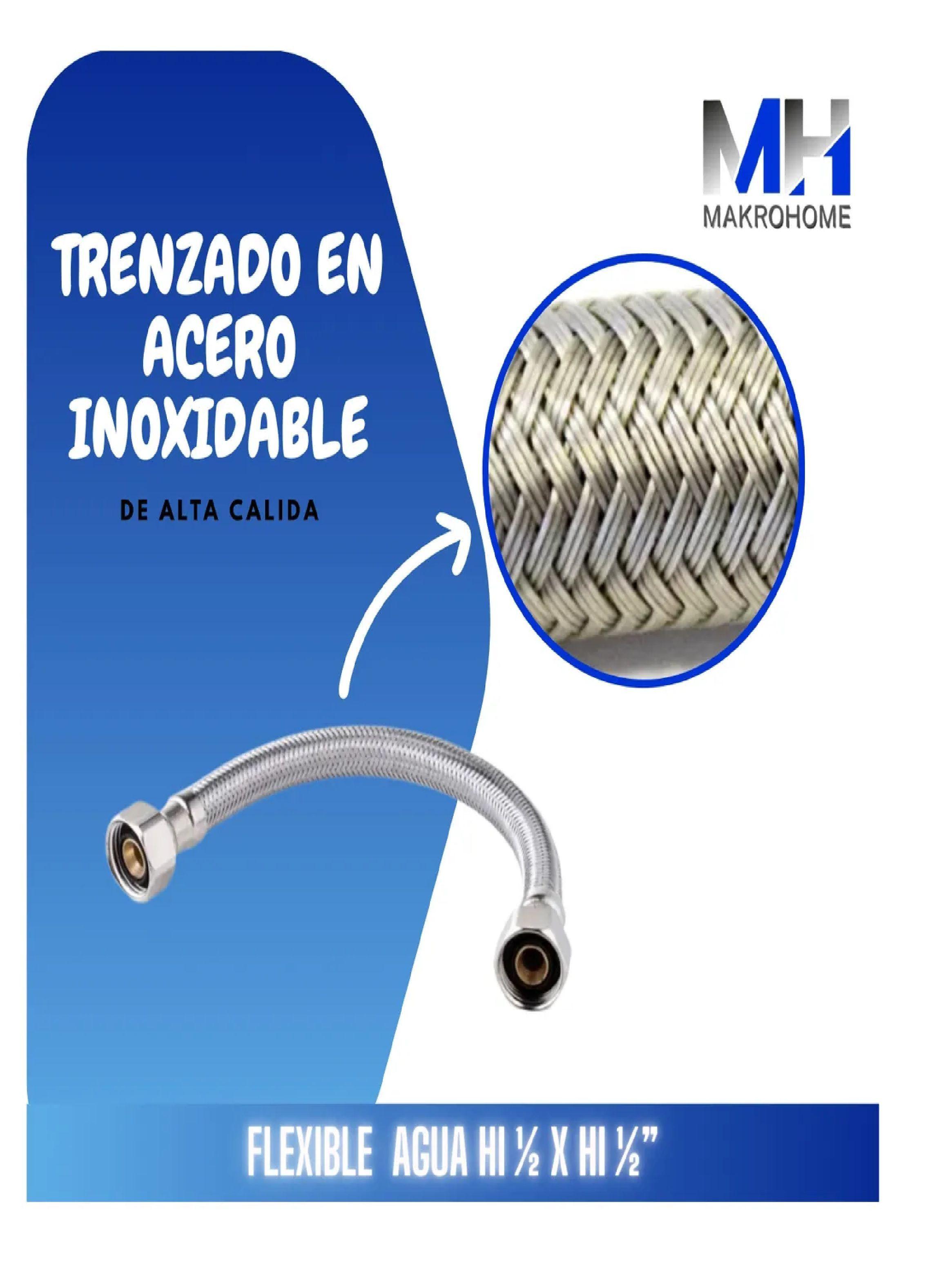 Flexible Agua Hi-hi 1/2 40 Cm Taumm Acero Inoxidable 200 Psi-2