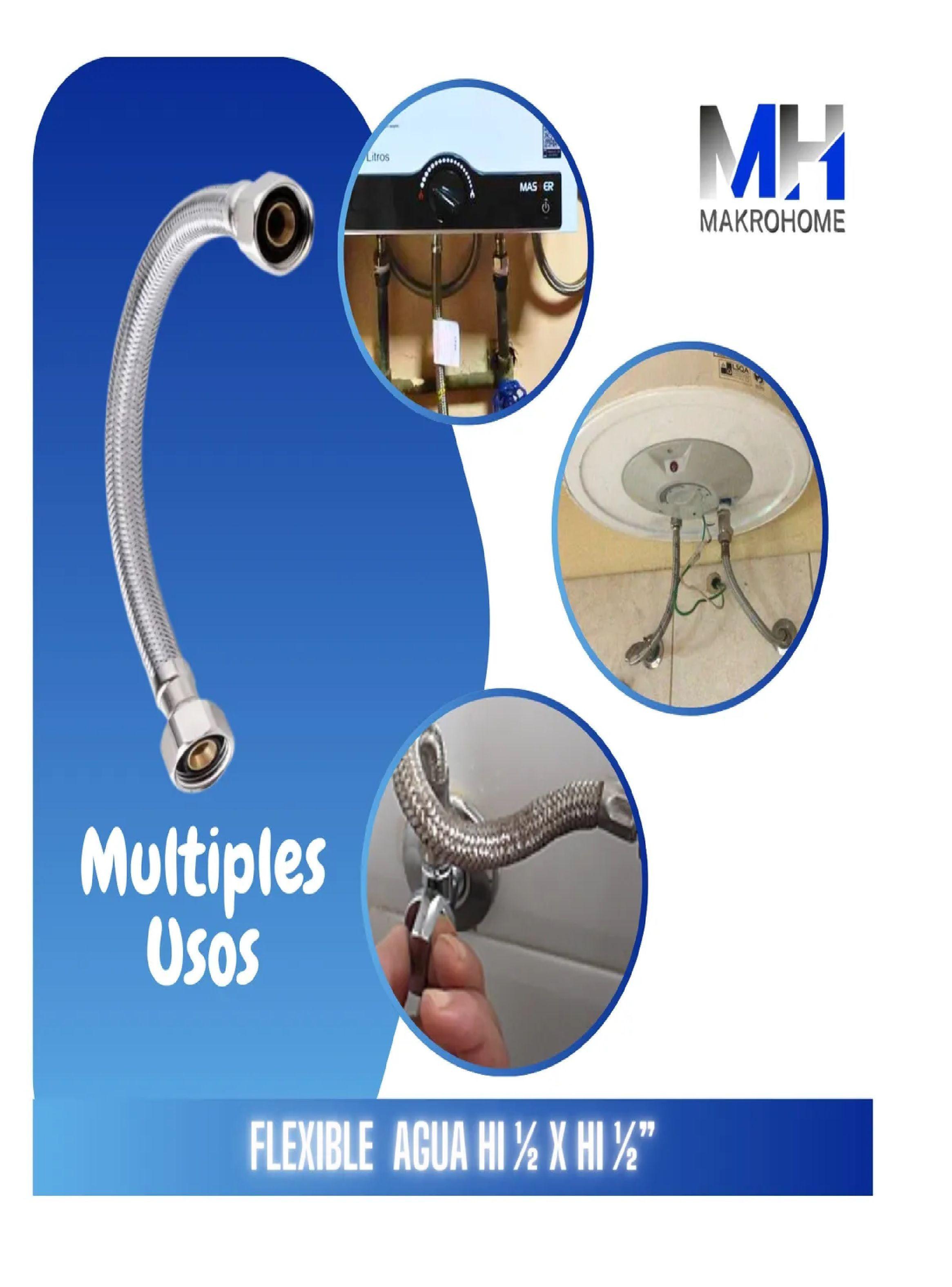 Flexible Agua Hi-hi 1/2 40 Cm Taumm Acero Inoxidable 200 Psi-3