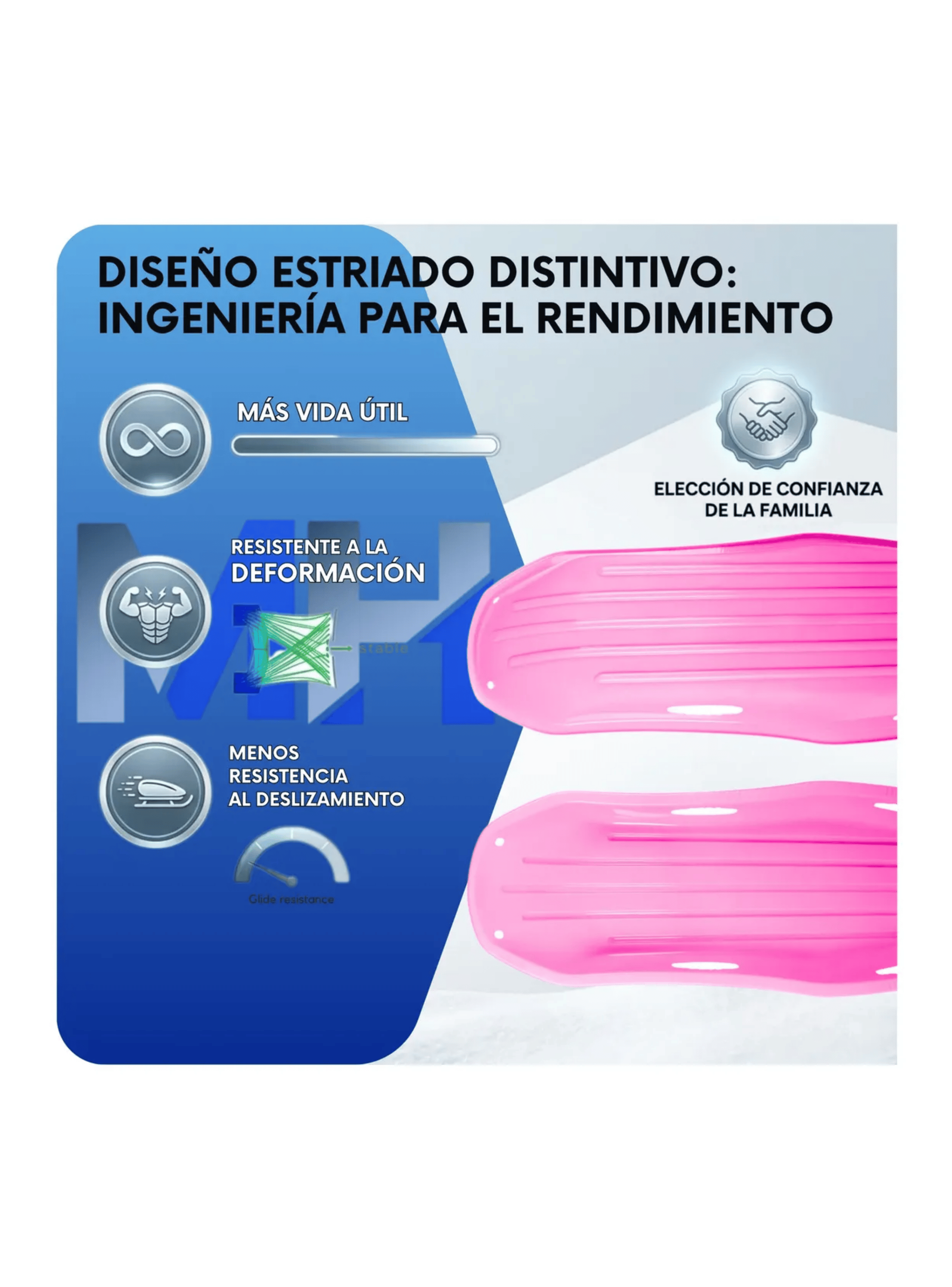 Trineo Nieve Deslizador Infantil Adulto 2puestos 120 Cm Rosa-2