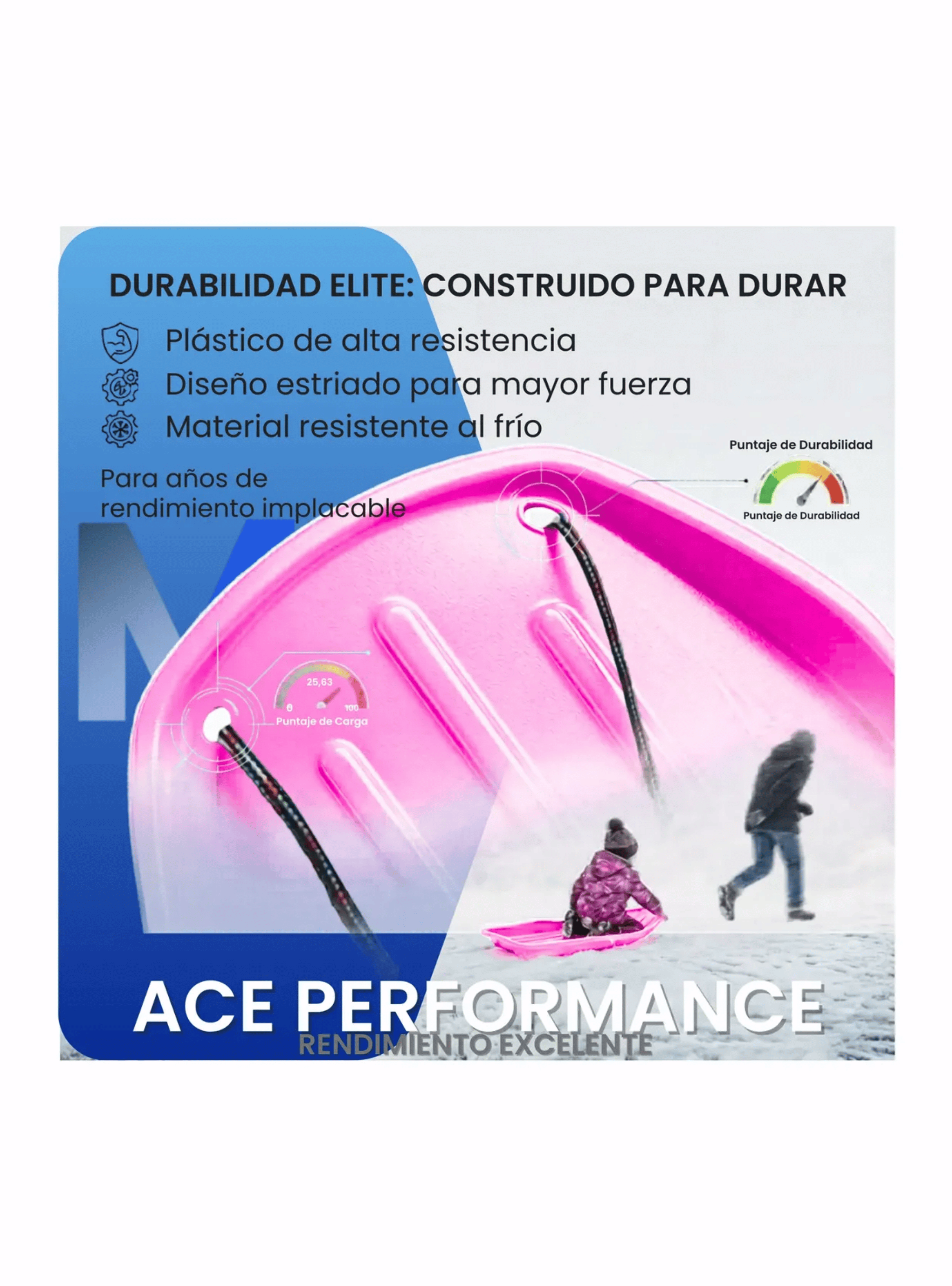Trineo Nieve Deslizador Infantil Adulto 2puestos 120 Cm Rosa-4