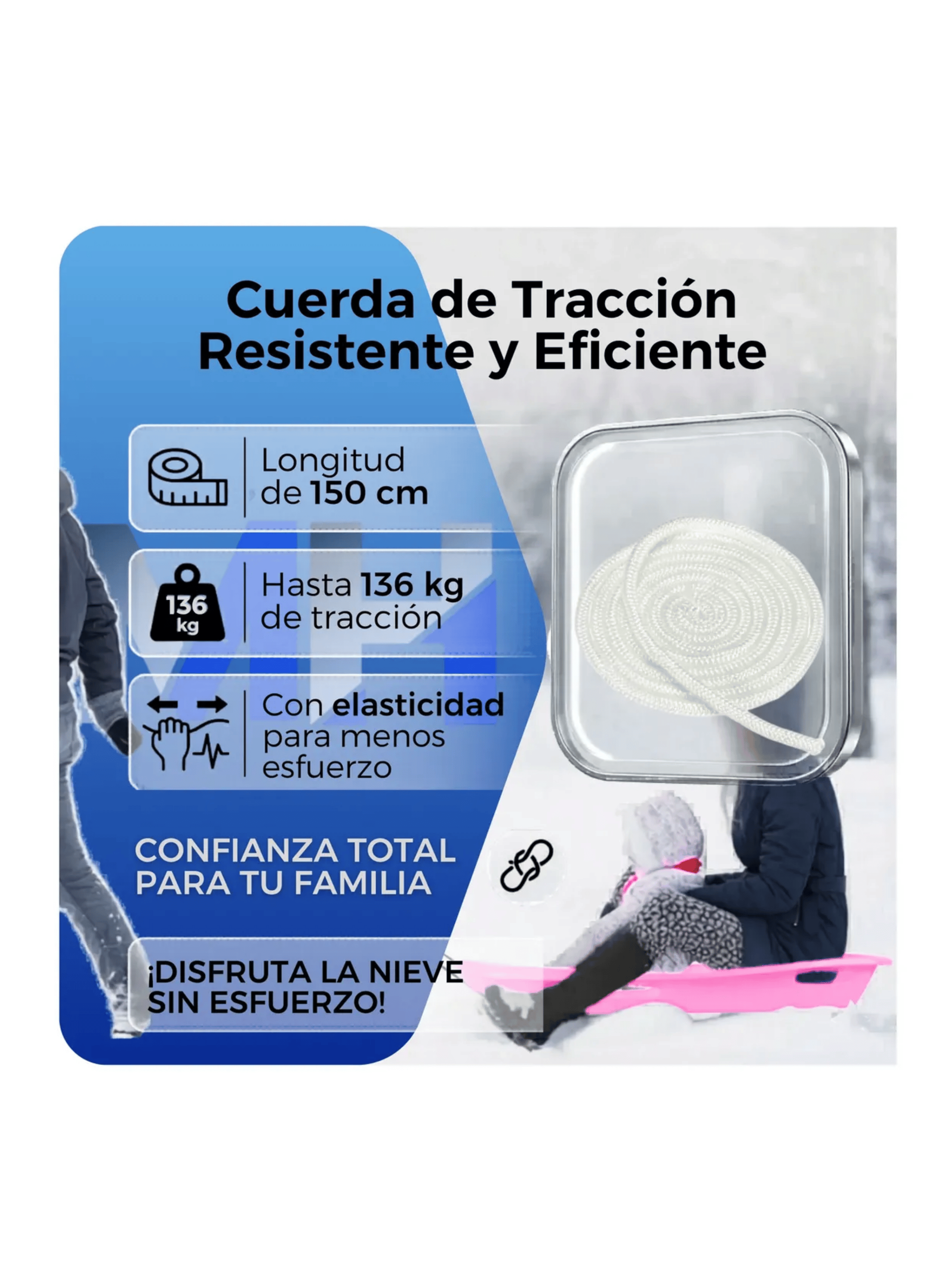 Trineo Nieve Deslizador Infantil Adulto 2puestos 120 Cm Rosa-5